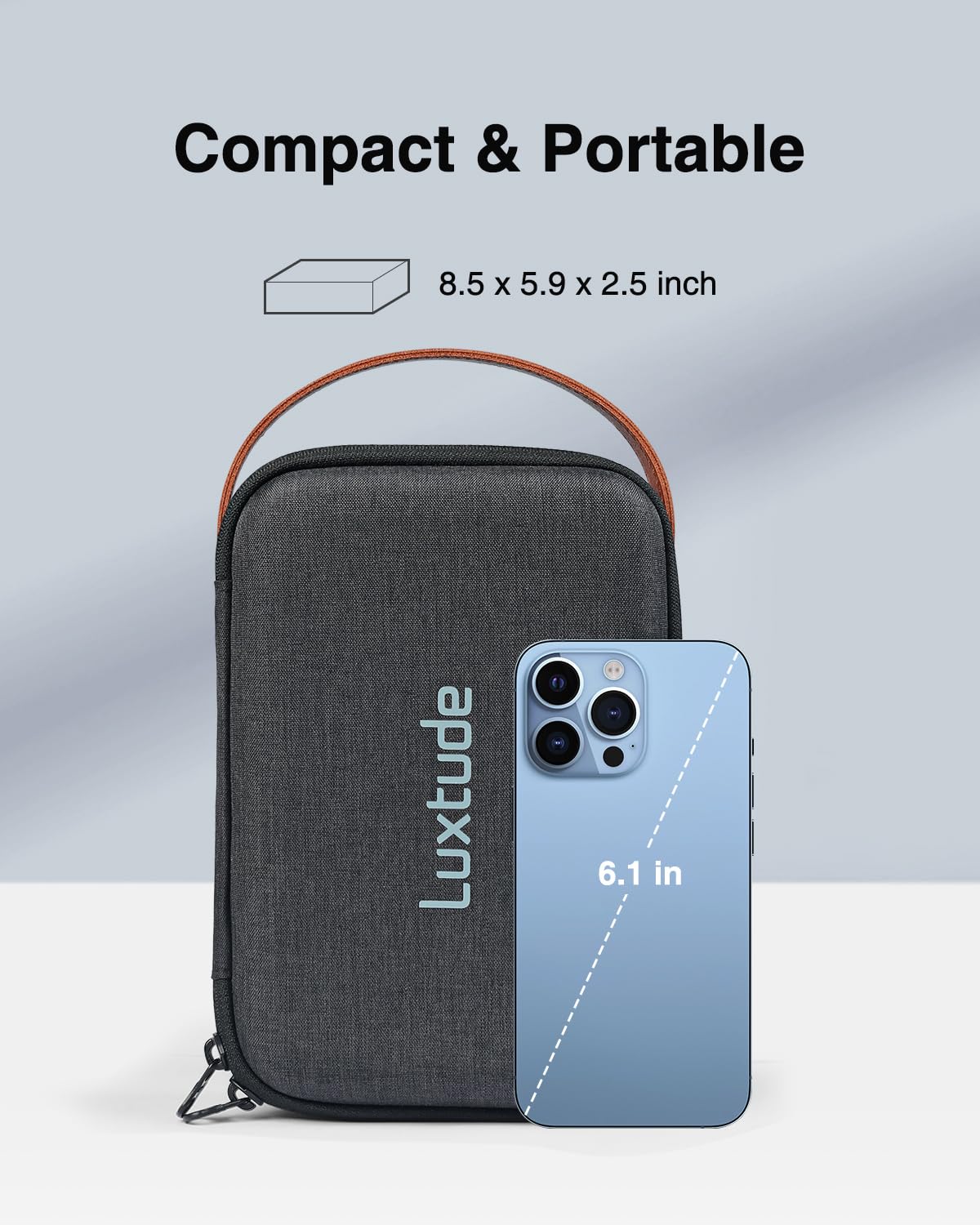 Luxtude Electronics Organizer Travel Case - Hard Shell Charger & Cable Organizer Bag for Tech Accessories, Mouse, Cards, Pens - Perfect Travel Essential & Tech Gift for Business Trips, Vacations, Daily Commute