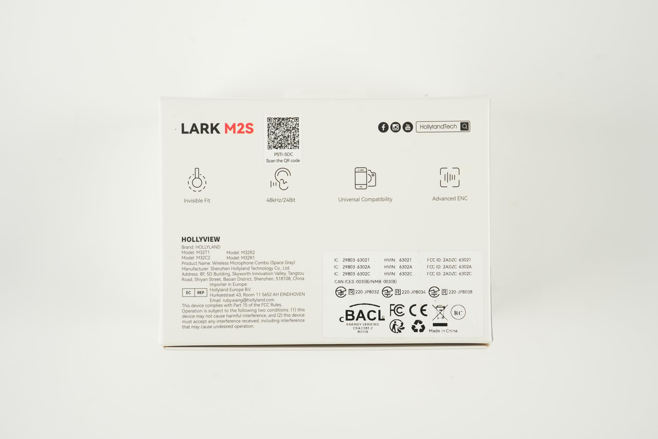 Hollyland Lark M2S Mini Combo Wireless Microphone System (Camera RX+Type-C RX) - 7g Ultra Lightweight, 300m Long Range, Titanium Clip - Perfect for DSLR, iPhone, Android & Laptop - Ideal for Content Creation, Online Teaching, Live Streaming & Vlogging