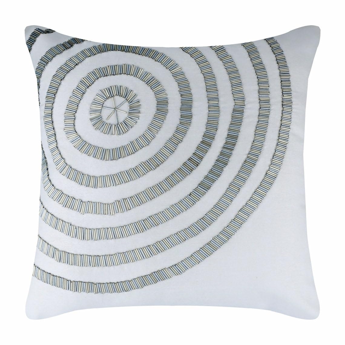 HomeCentric White Decorative Throw Pillow Cover 20x20 Inch (50x50 cm) - Spiral Pipe Beads Geometric Square Pillow Case for Sofa, Bed & Living Room Decor