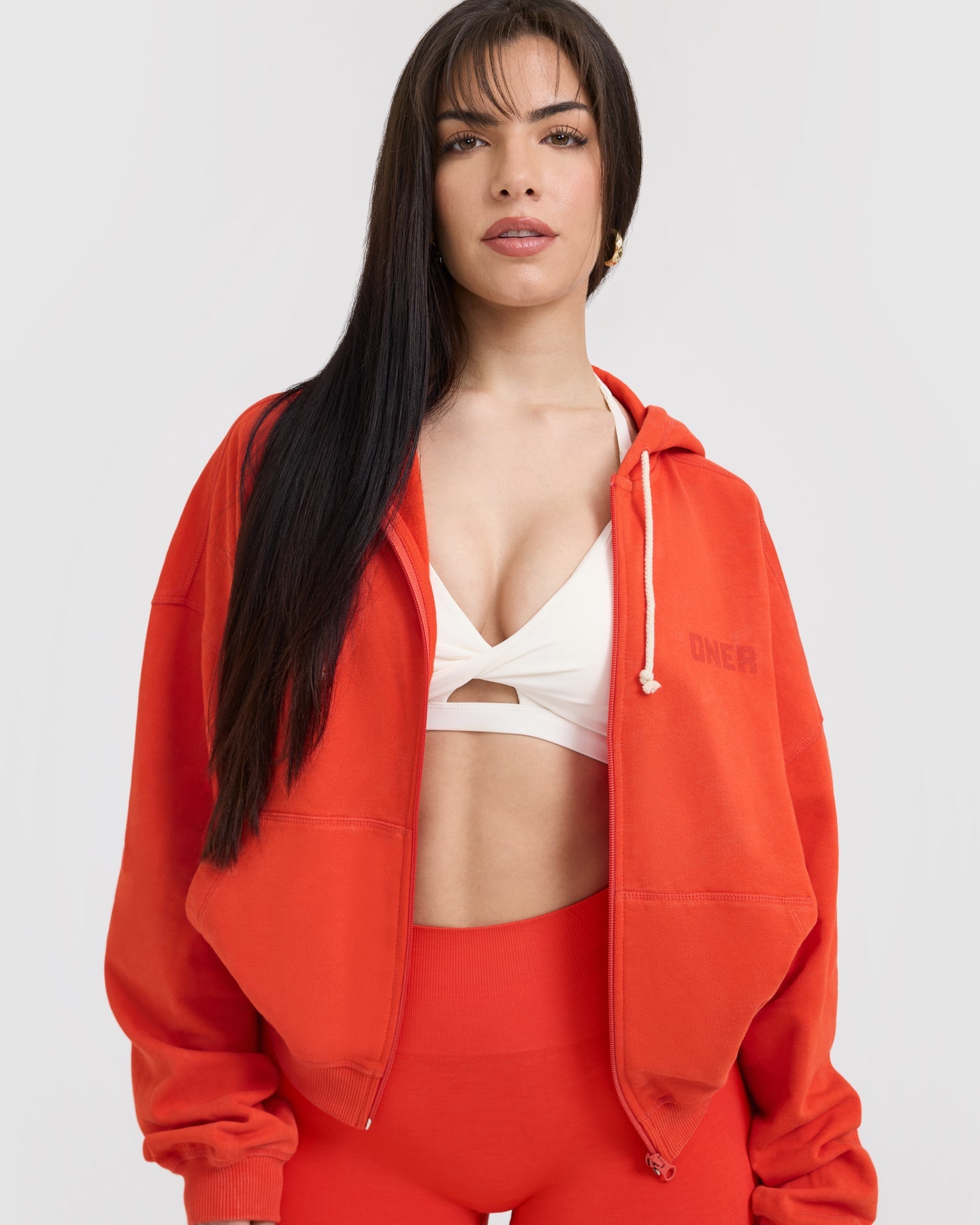 Raw Lounge Oversized Zip Hoodie for Men & Women - Charged Orange | Cozy Fleece Pullover for Casual Wear, Gym, Travel & Loungewear
