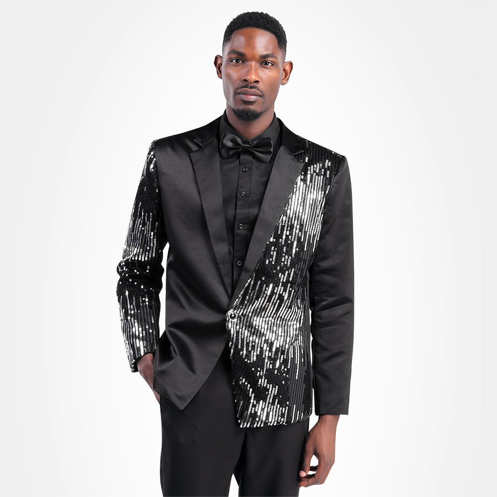 Elegant Black Sequin Prom Suit 2-Piece Set for Women | Sparkling Formal Outfit for Homecoming, Party & Special Occasions