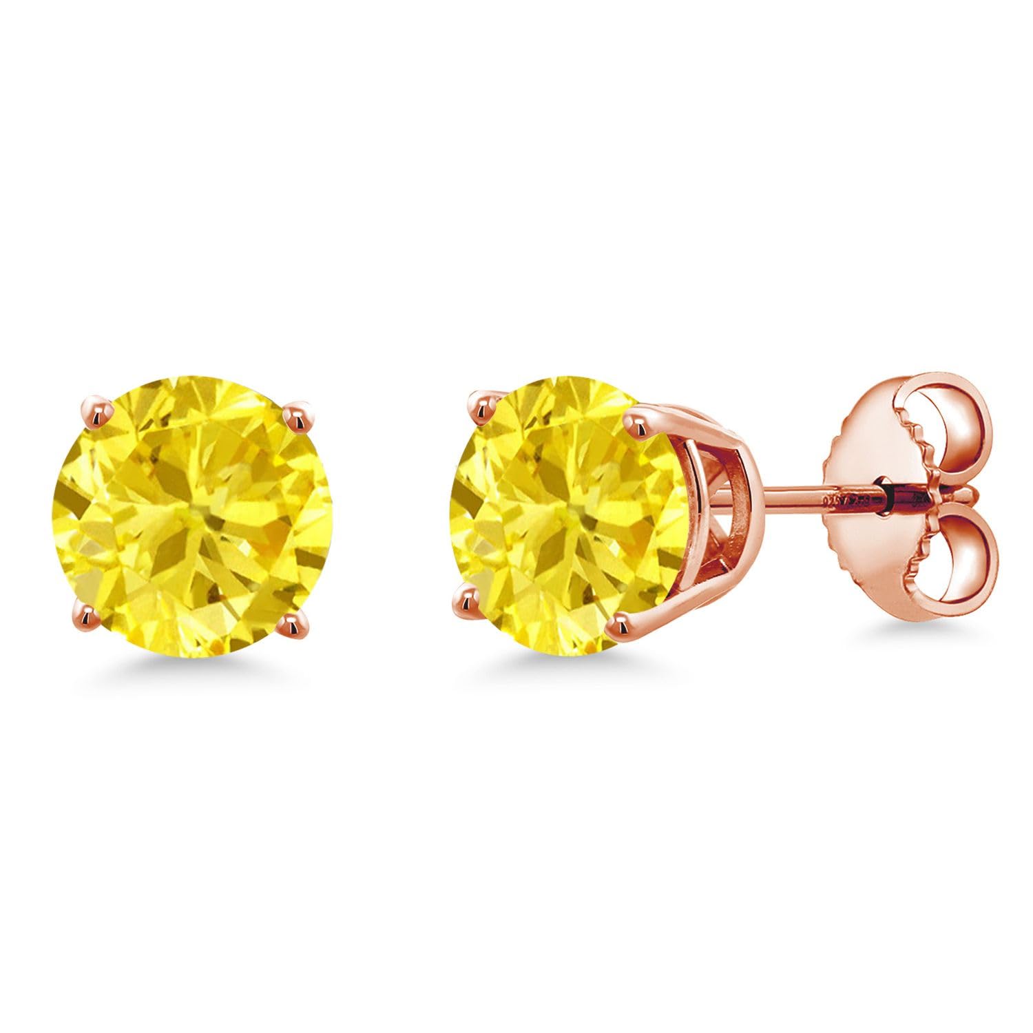 Gem Stone King 18K Rose Gold Plated Sterling Silver 6MM Round Birthstone Stud Earrings for Women & Men | Personalized Jewelry Gift for Birthday, Anniversary & Special Occasions