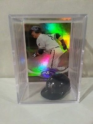 Ryan Braun Milwaukee Brewers Mini Helmet Card Display - Autographed Platinum Collectible - Perfect for Baseball Memorabilia Collections & Fan Cave Displays