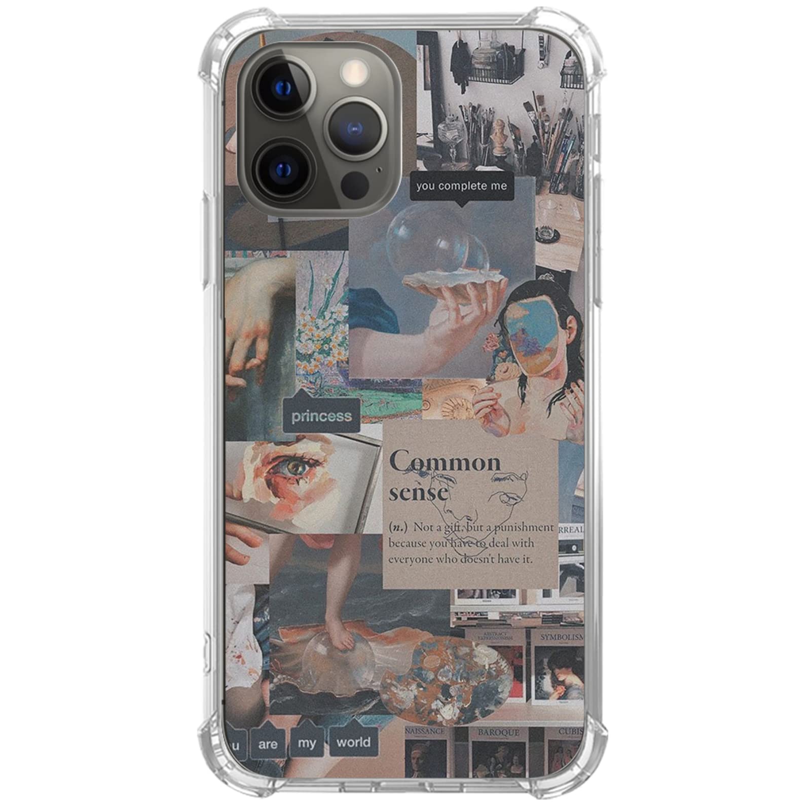 Aesthetic Collage Phone Case for iPhone 12 Pro Max - Retro Trendy TPU Bumper Cover for Women Men Girls Boys | Perfect for Daily Use, Travel & Instagram Photos