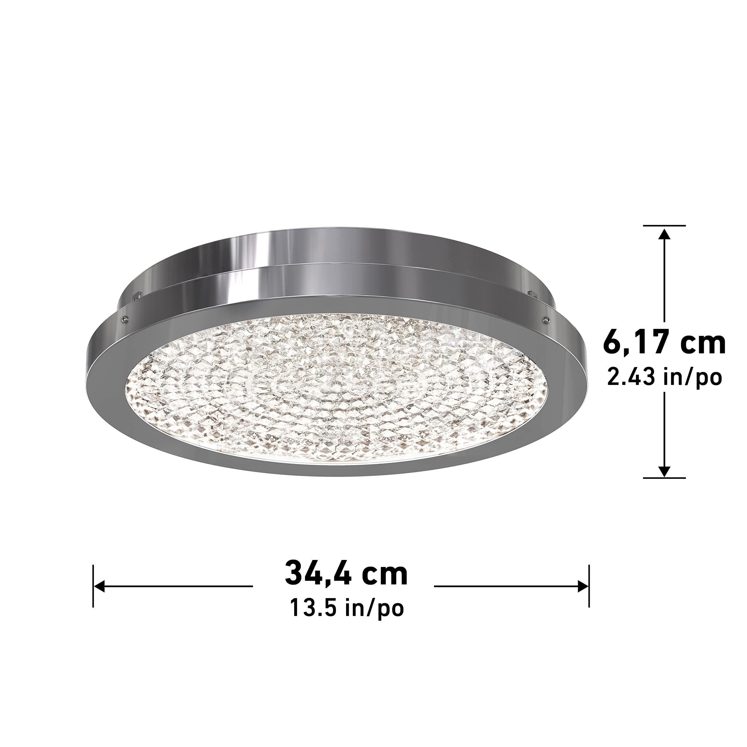 Artika Glam LED-Integrated Flushmount Ceiling Light Fixture in Chrome Finish - Modern Lighting for Bedroom, Living Room & Hallway