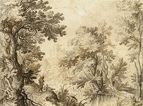 Paul Bril Forest Pool Art - 16x20 Inch Premium Canvas Wall Art Print for Living Room, Bedroom & Office Decor