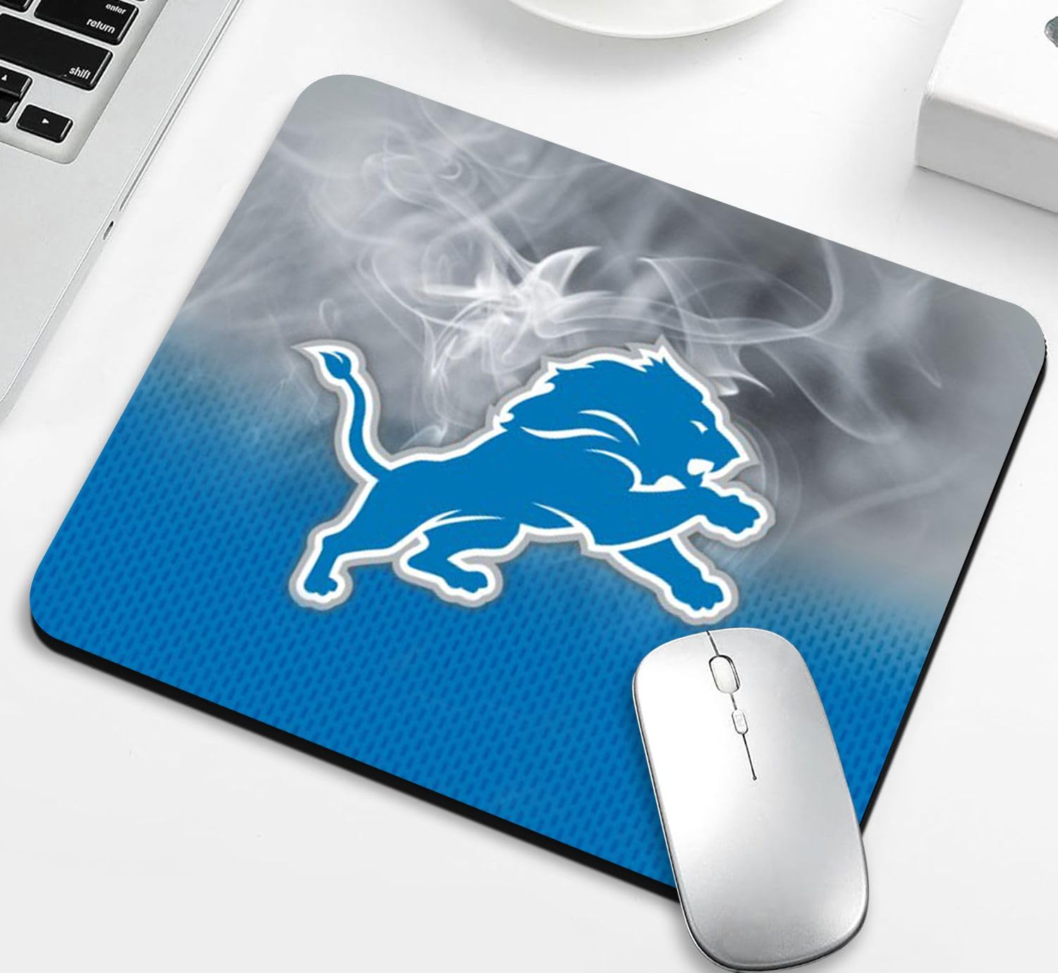 Football Themed Gaming Mouse Pad - Non-Slip Rubber Base, Blue Square Design for PC & Laptop - Perfect for Gamers, Office Work & Sports Enthusiasts