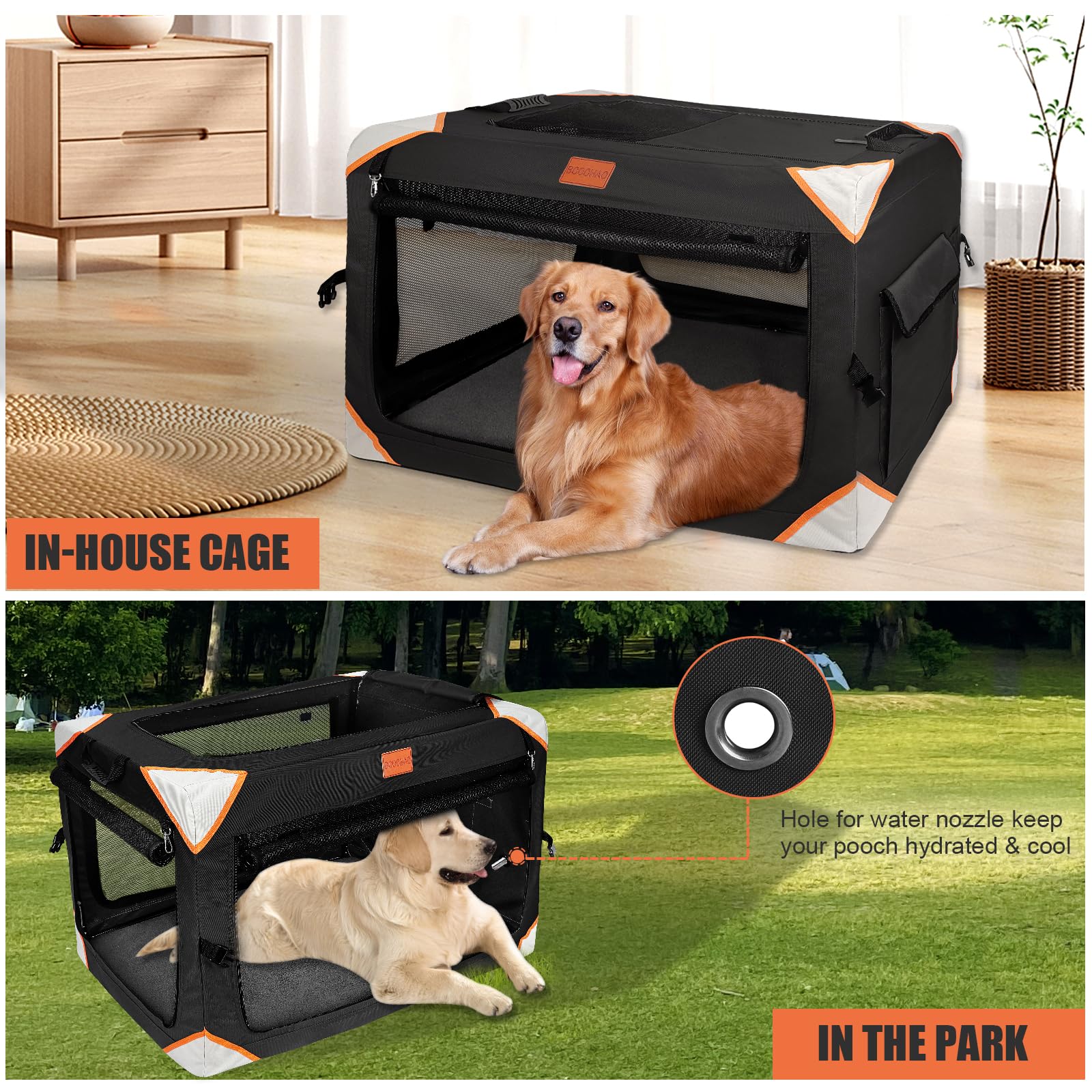 Collapsible Dog Crate for Extra Large Dogs - 4-Door Portable Pet Travel Crate with Soft Blanket | Sturdy, Breathable & Comfortable Design | Indoor, Outdoor & Car Back Seat Use | Perfect for Travel, Camping & Vet Visits