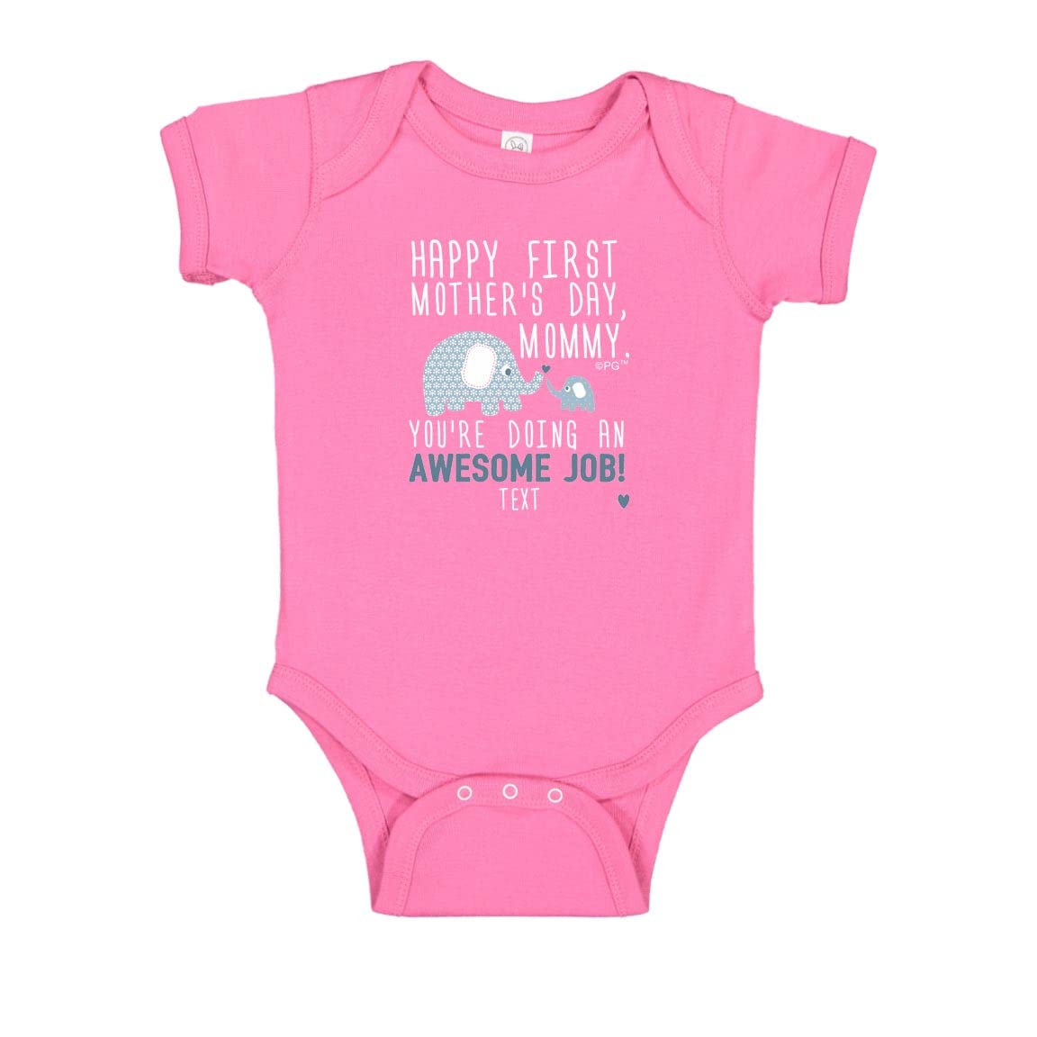 Personalized First Mother's Day Gift - Blue Elephant Baby Bodysuit for New Moms | Cute Outfit for Baby Showers & Photo Shoots