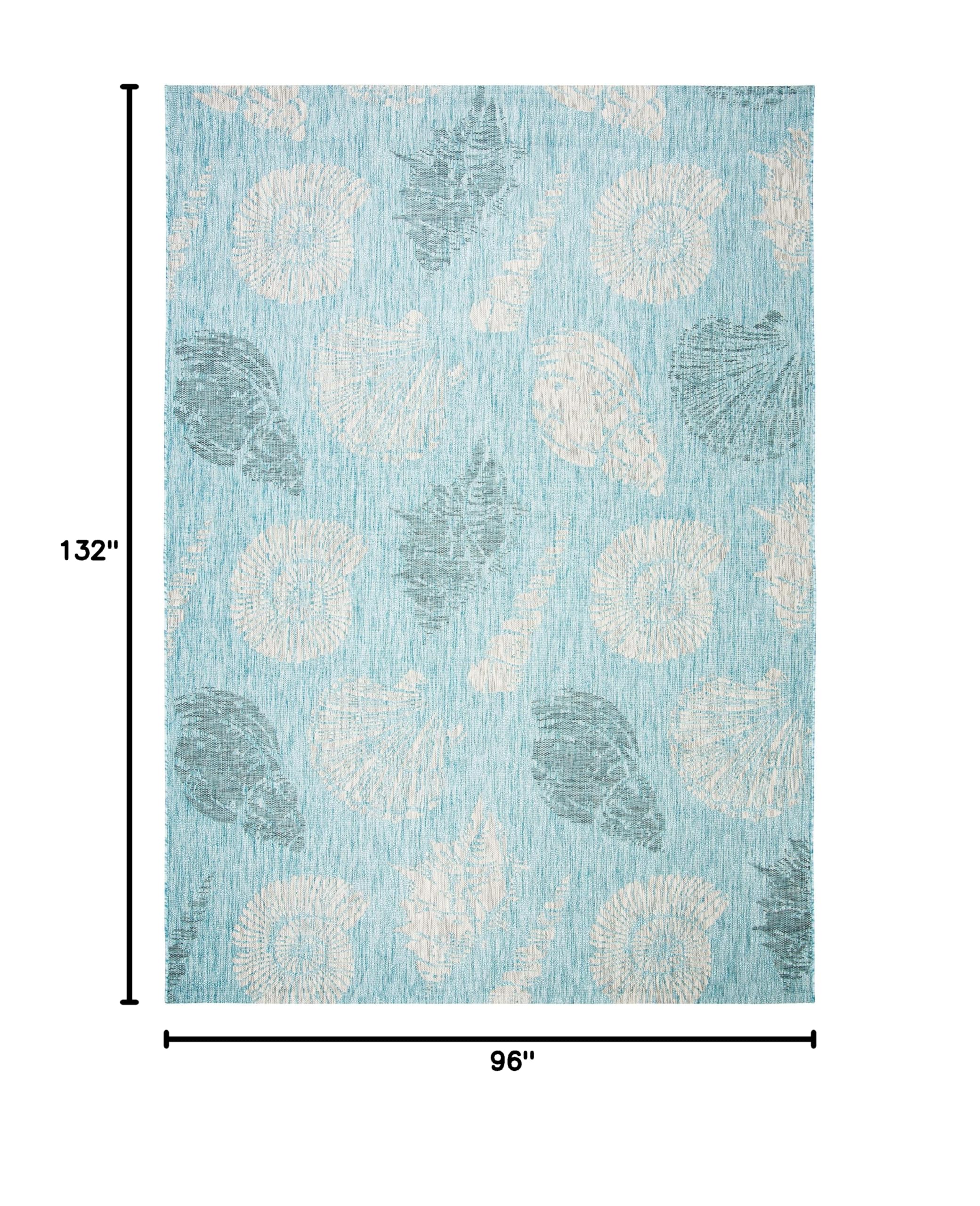 SAFAVIEH Courtyard Collection 8' x 11' Aqua & Cream Indoor Outdoor Rug - Waterproof, Easy Clean Area Carpet for Patio, Backyard, Mudroom, Deck & Poolside (CY8547)