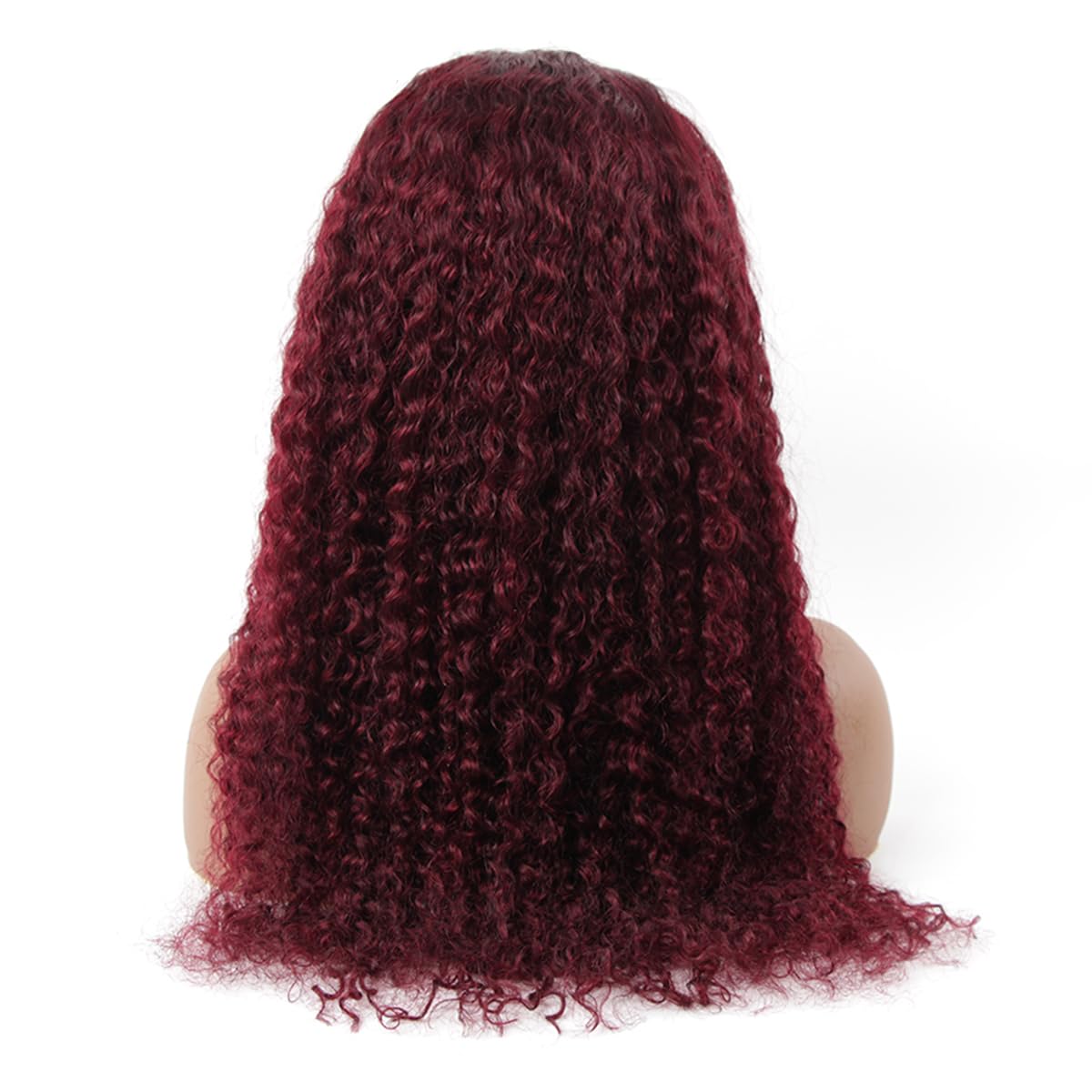 Ombre Dark Red 100% Human Hair Wigs for Black Women - Burgundy Curly Headband Wig (24'', 1B/Burgundy) | No Lace Front | Unprocessed Natural Hair | Perfect for Parties, Weddings & Daily Styling