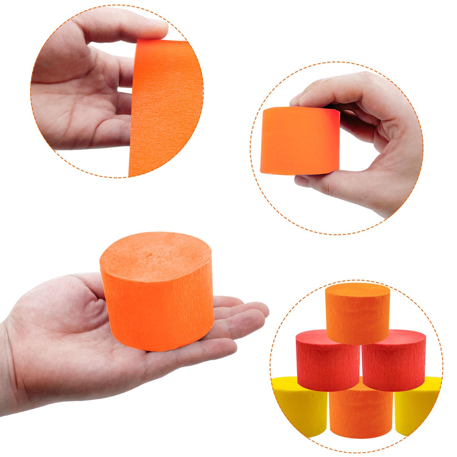 PheiLa Fall Party Supplies - 4 Rolls Crepe Paper Streamers (Yellow, Beige, Orange, Red) for Backdrop Decorations - 1.77 Inch x 82 Ft per Roll (Total 328ft) - Perfect for Fall Weddings, Birthday Parties, Baby Showers & Thanksgiving Crafts