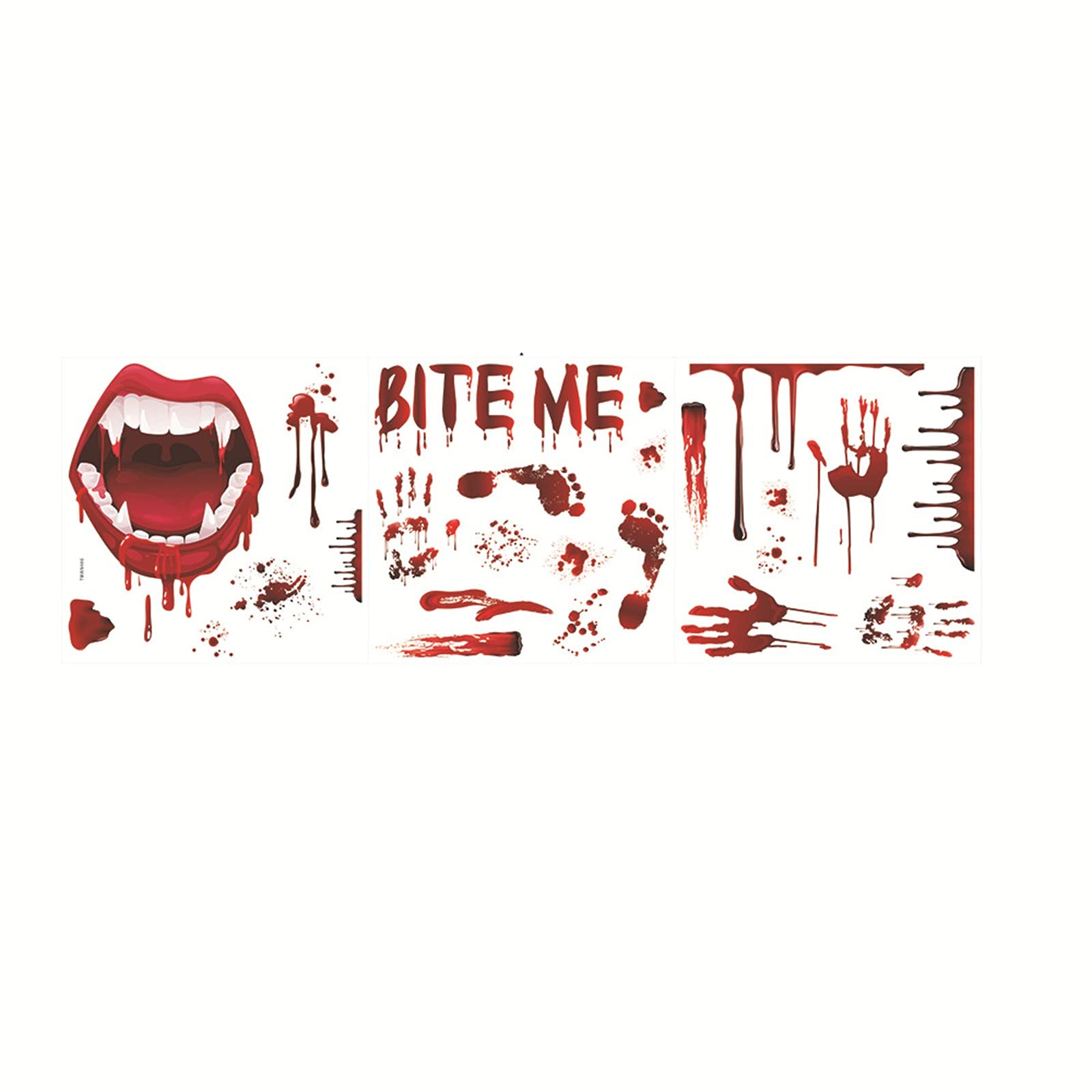 Scary Halloween Bloody Footprints & Fingerprints Stickers - Toilet, Mirror & Wall Decor for Horror Party, Haunted House & Spooky Home Decoration (One Size, Multi-Color)