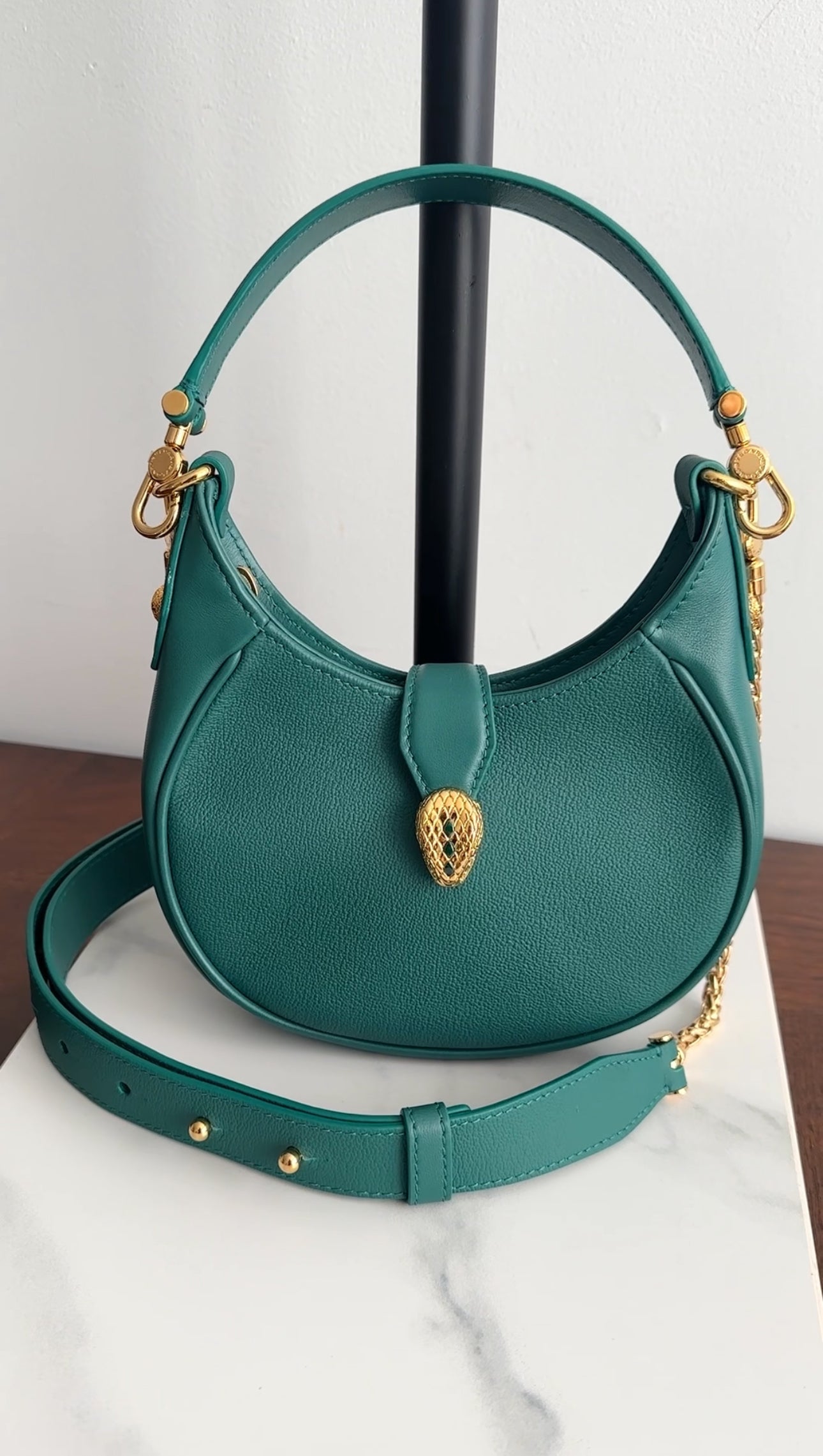 Bvlgari Serpenti Forever Emerald Green Ellipse Hobo Bag - Luxury Designer Handbag for Women | Perfect for Evening Parties, Weddings & Special Occasions