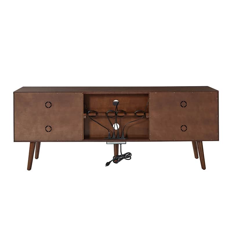 Velasco Mid Century Modern TV Stand with Built-in Cable Management - Stylish Entertainment Center for Living Room & Home Theater Setup