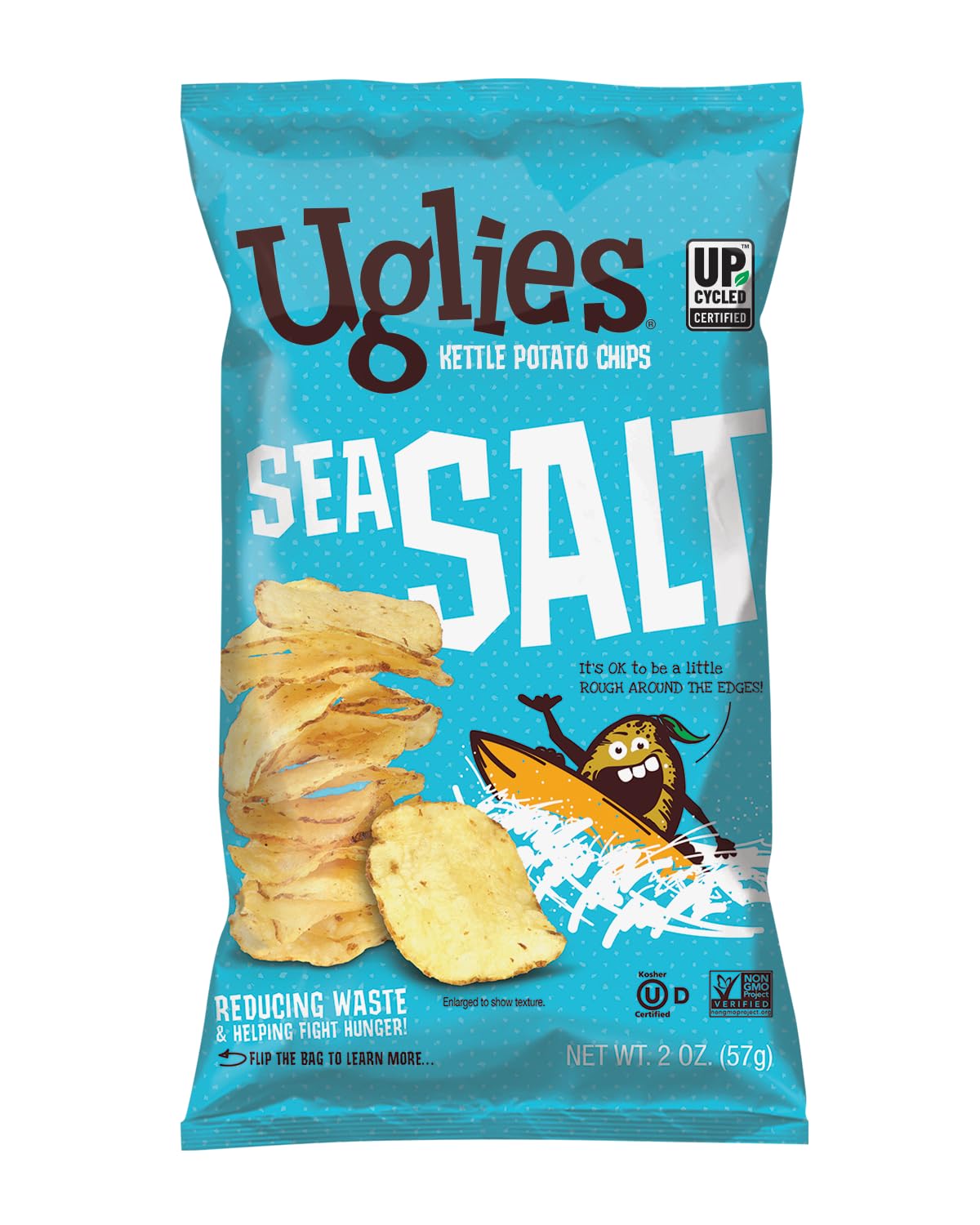 UGLIES Kettle-Cooked Potato Chips - Gluten-Free, Kosher & Non-GMO Snacks (12 Pack, 2 Oz Each) - Perfect for Kids Lunches, Office Snacks & Healthy On-The-Go Munching | Sea Salt Flavor | Crunchy All-Natural Snack Packs