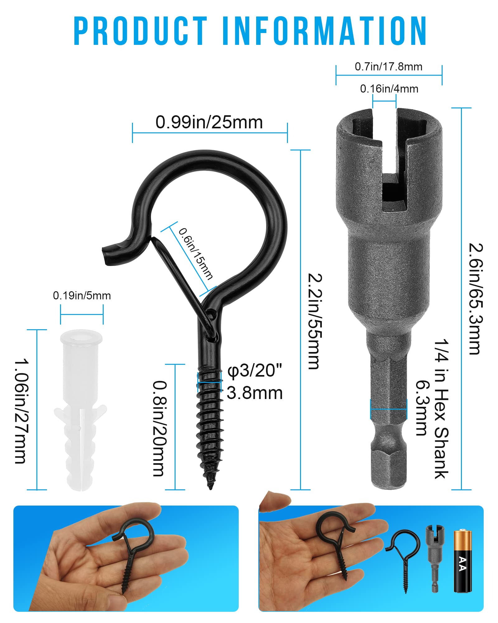 20 Pack Heavy Duty Rust-Resistant Q Hanger Hooks for Outdoor String Lights - Christmas Light Hangers for Wire, Patio, Garden & Holiday Decorations - Perfect for Backyard, Wedding & Party Decor