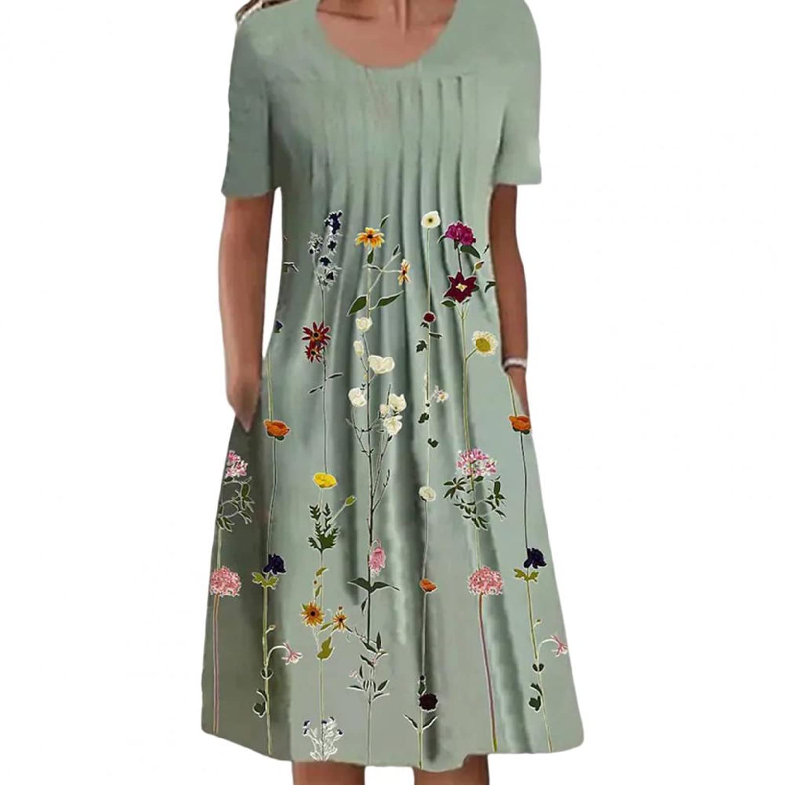 NUOWEN Women's Floral Print Summer Dresses for Mature Ladies - Elegant Fashionable Casual Dress for Outdoor Parties, Garden Events & Vacation Wear