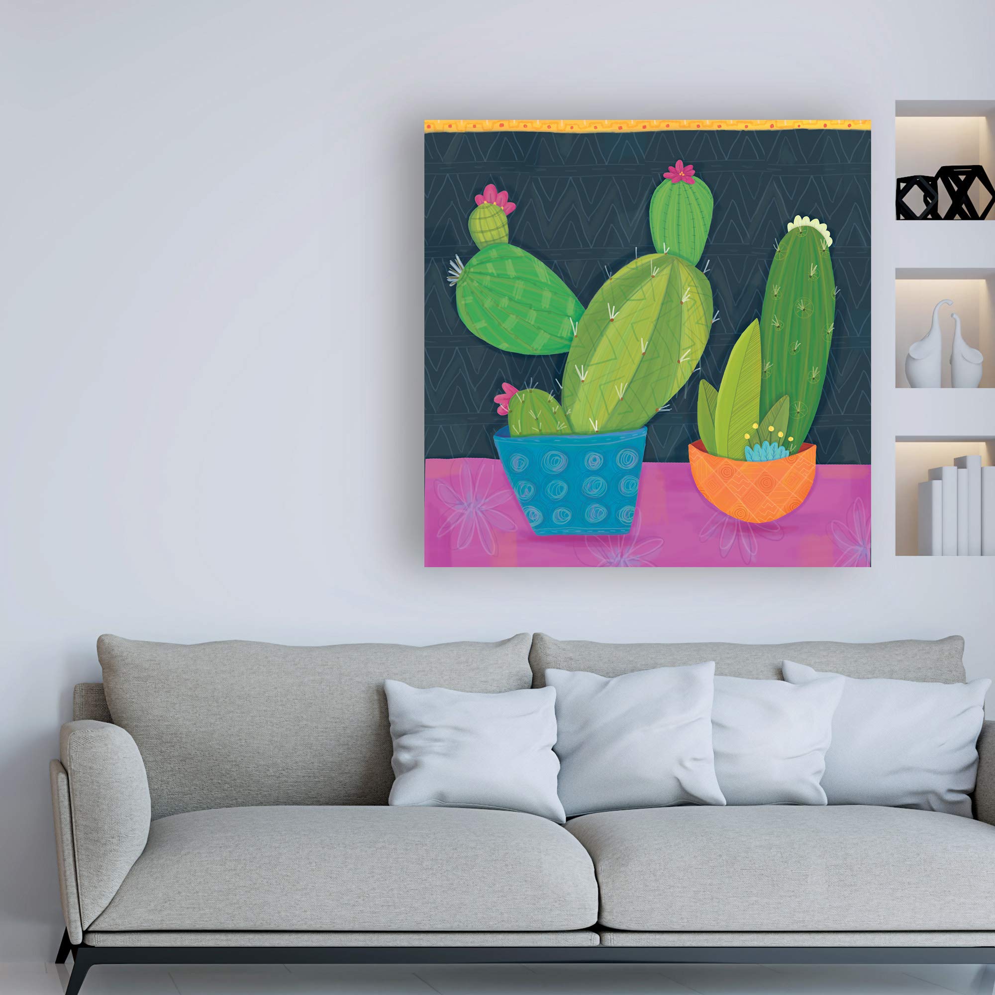 Trademark Fine Art 18x18 Bright Cactus 1 by Holli Conger - Vibrant Wall Decor for Living Room, Bedroom & Office