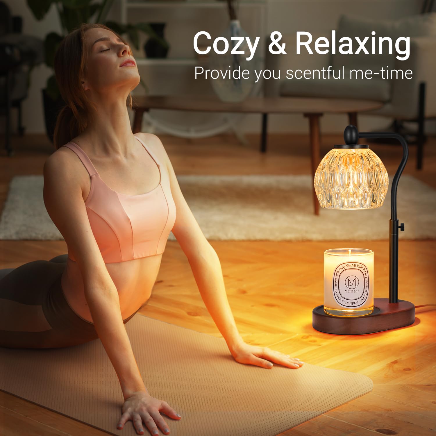 Adjustable Candle Warmer Lamp with Timer & Dimmer - 2 x 50W Bulbs Included - Scented Candle Melter for Home Decor, Aromatherapy & Relaxation - Perfect Mother's Day Gift (Black) - Ideal for Bedroom, Living Room & Spa Settings