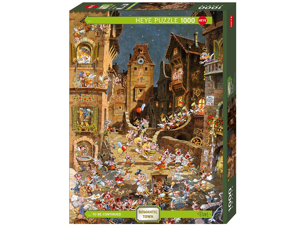Heye 1000 Piece Jigsaw Puzzle - Romantic Town By Night - Challenging Adult Puzzle for Relaxation & Home Decor