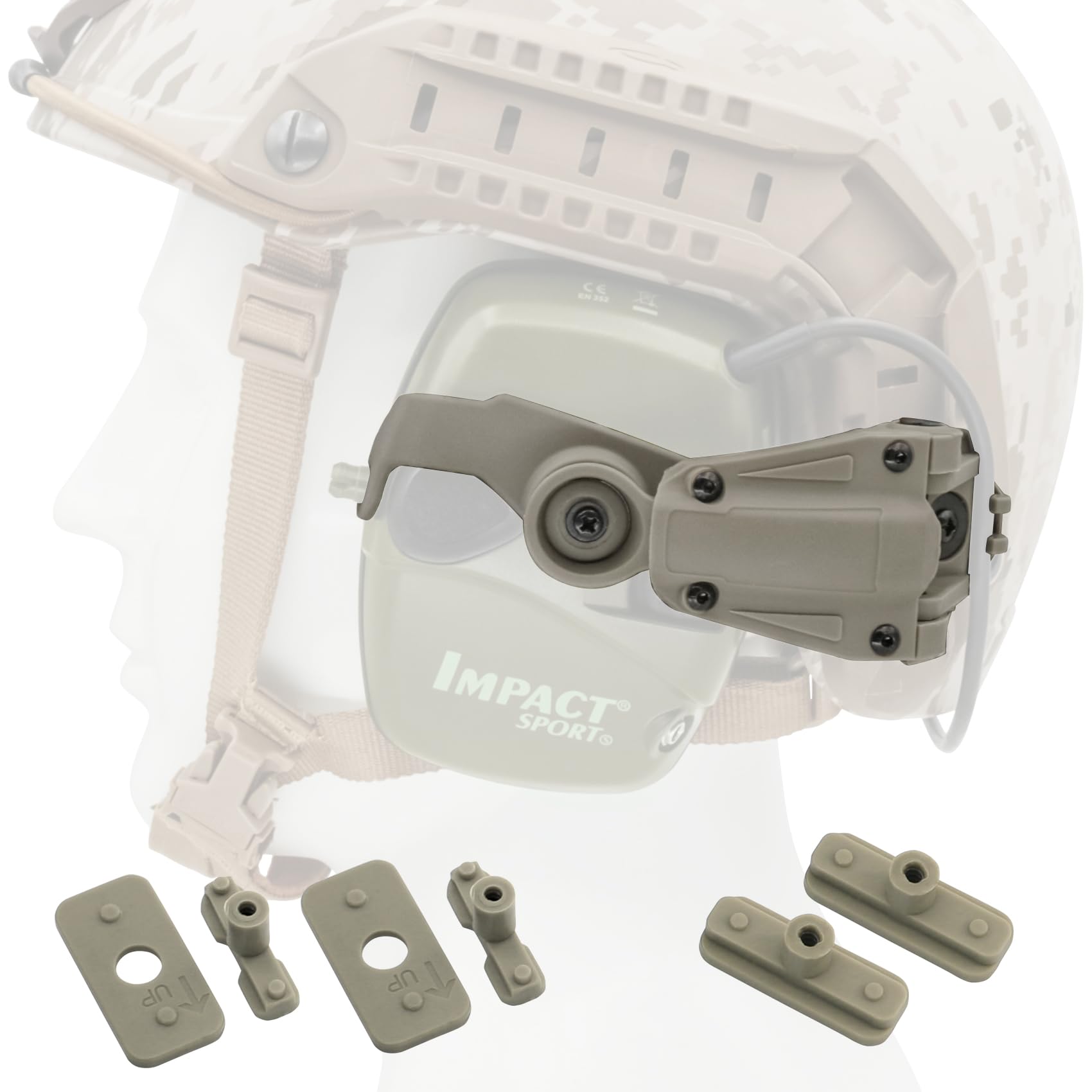 Tactical Helmet ARC Rail Adapter for Howard Leight Impact Sport Earmuffs - Compatible with Tactical Electronic Shooting Headsets - Perfect for Airsoft, Hunting & Range Shooting