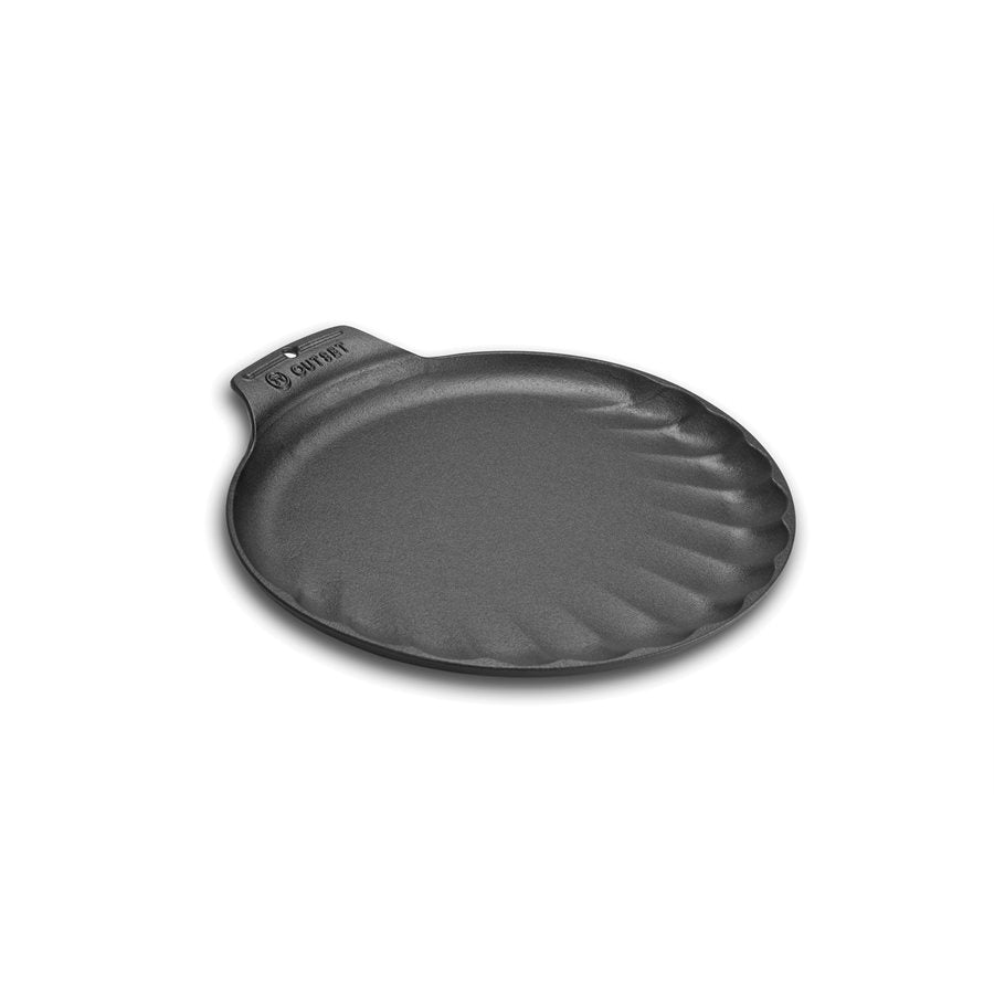 Outset 12-Inch Scalloped Edge Cast Iron Serving Pan - Perfect for Baking, Roasting & Serving Casseroles, Pies & Desserts at Dinner Parties