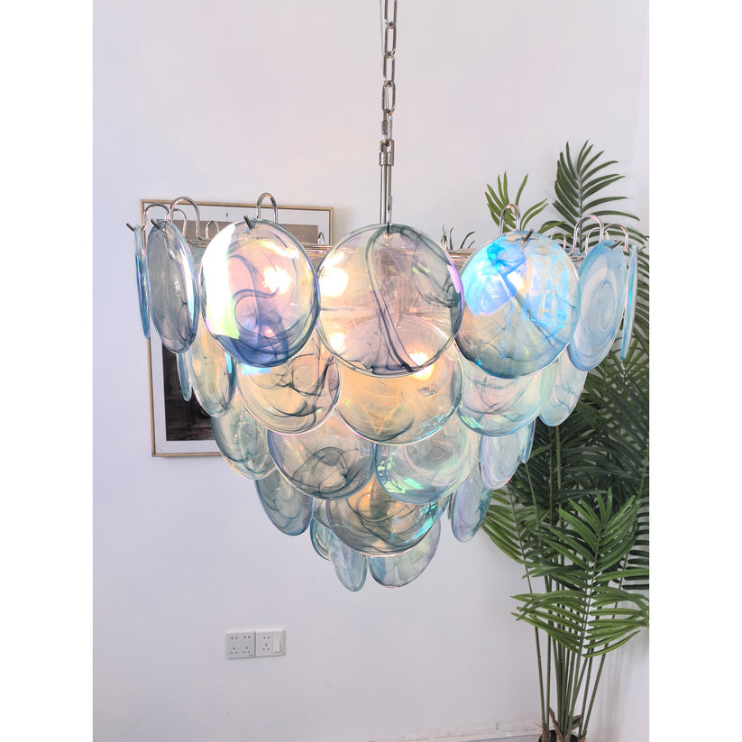 Elegant Camisa Disc Glass Chandelier - Modern Crystal Ceiling Light Fixture for Dining Room, Bedroom, and Living Room Decor