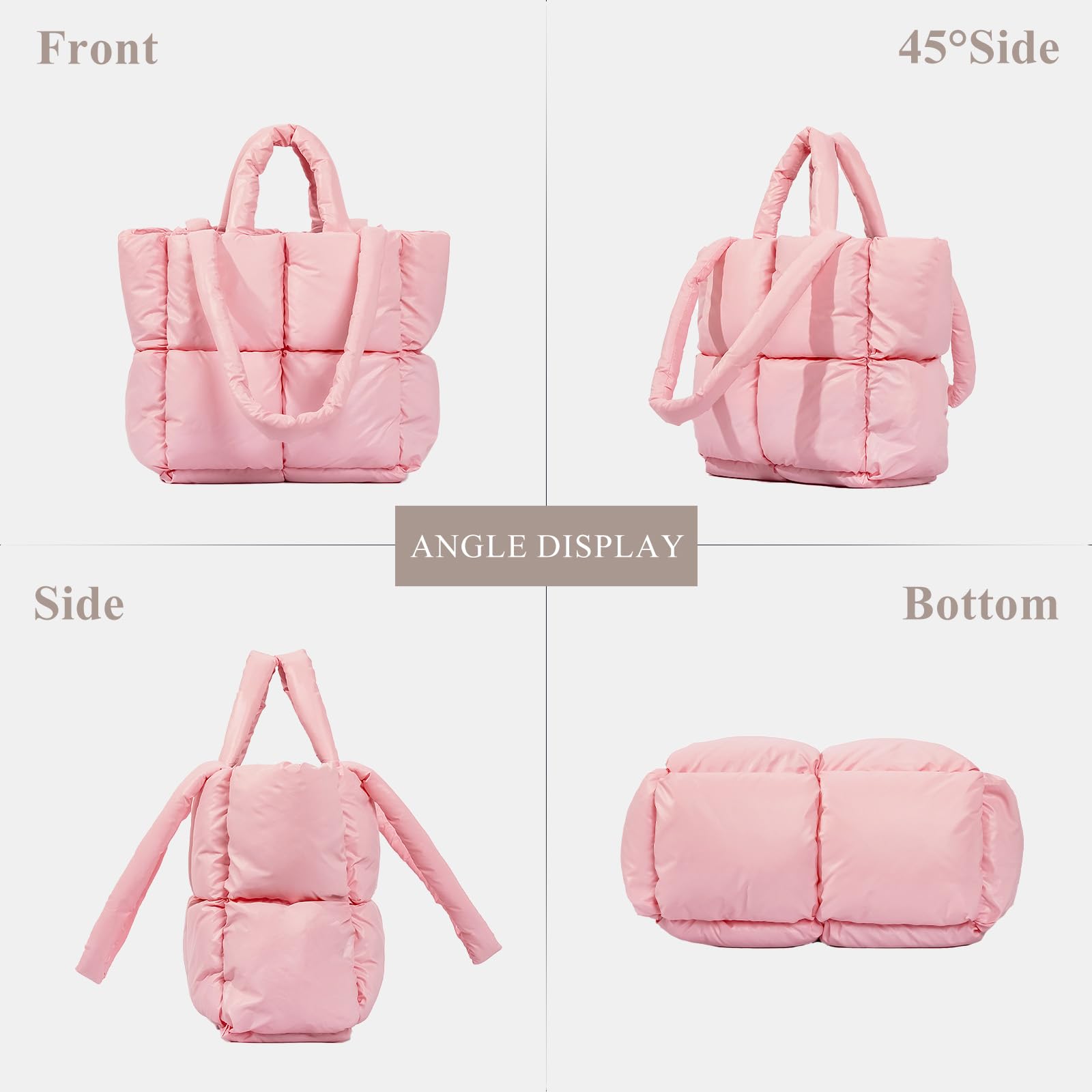 Soft Puffy Tote Bag for Women - Lightweight Winter Down Cotton Padded Quilted Shoulder Handbag Purse | Perfect for Work, Travel & Casual Outings