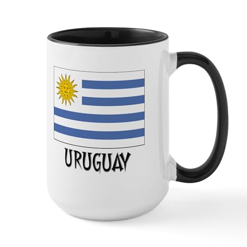 White/Black Inside - Uruguay Flag Large Mug