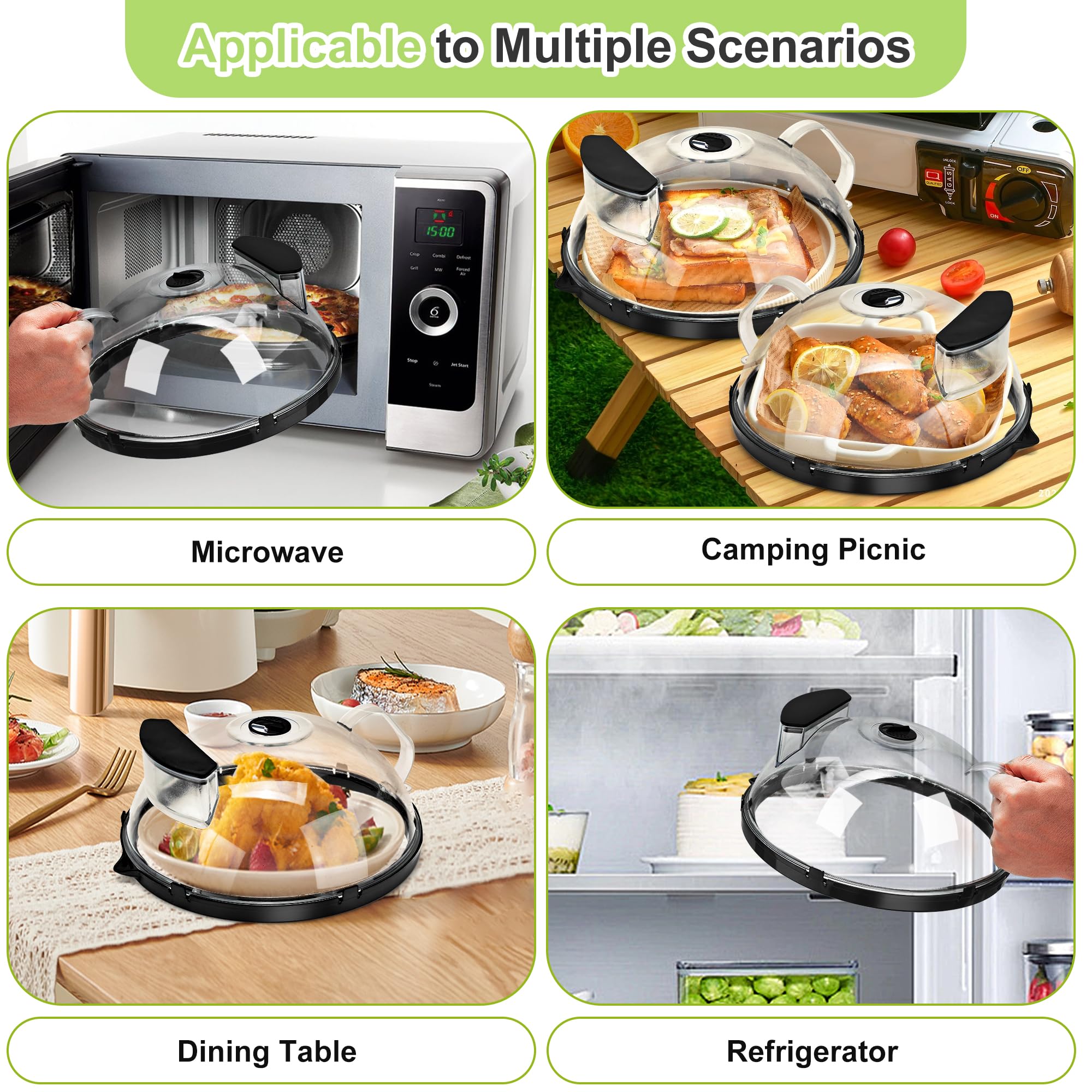 10-Inch Clear Microwave Splatter Cover with Water Steamer | Splatter Guard Lid for Microwave Oven | BPA-Free Kitchen Accessory for Cooking, Reheating & Steaming Food | Perfect for Meal Prep & Leftovers