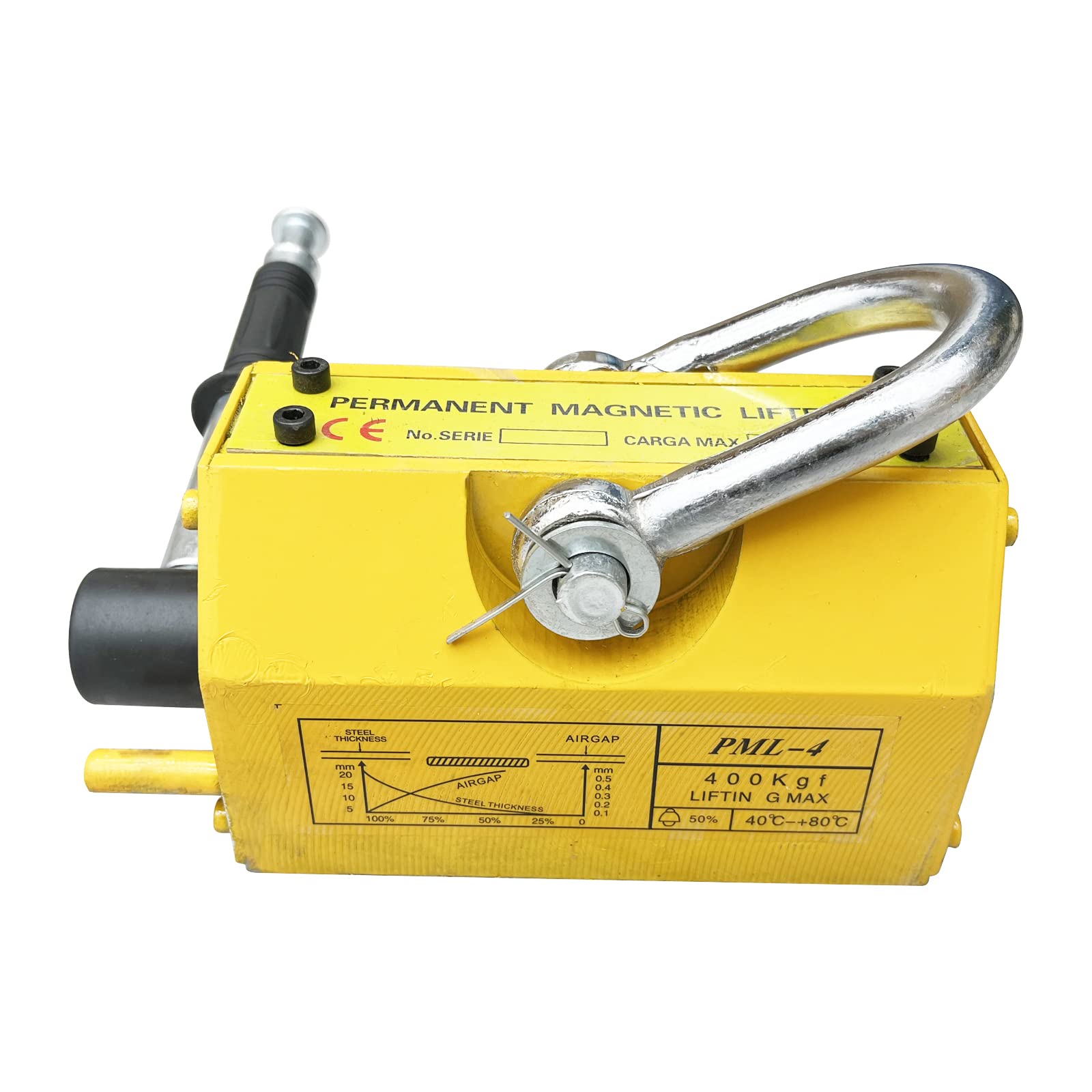 INTBUYING 880LB (400KG) Heavy Duty Steel Magnetic Lifter - Permanent Crane Hoist Lifting Magnet with Release for Shop, Block & Board Handling | Ideal for Construction, Metalworking & Industrial Material Lifting