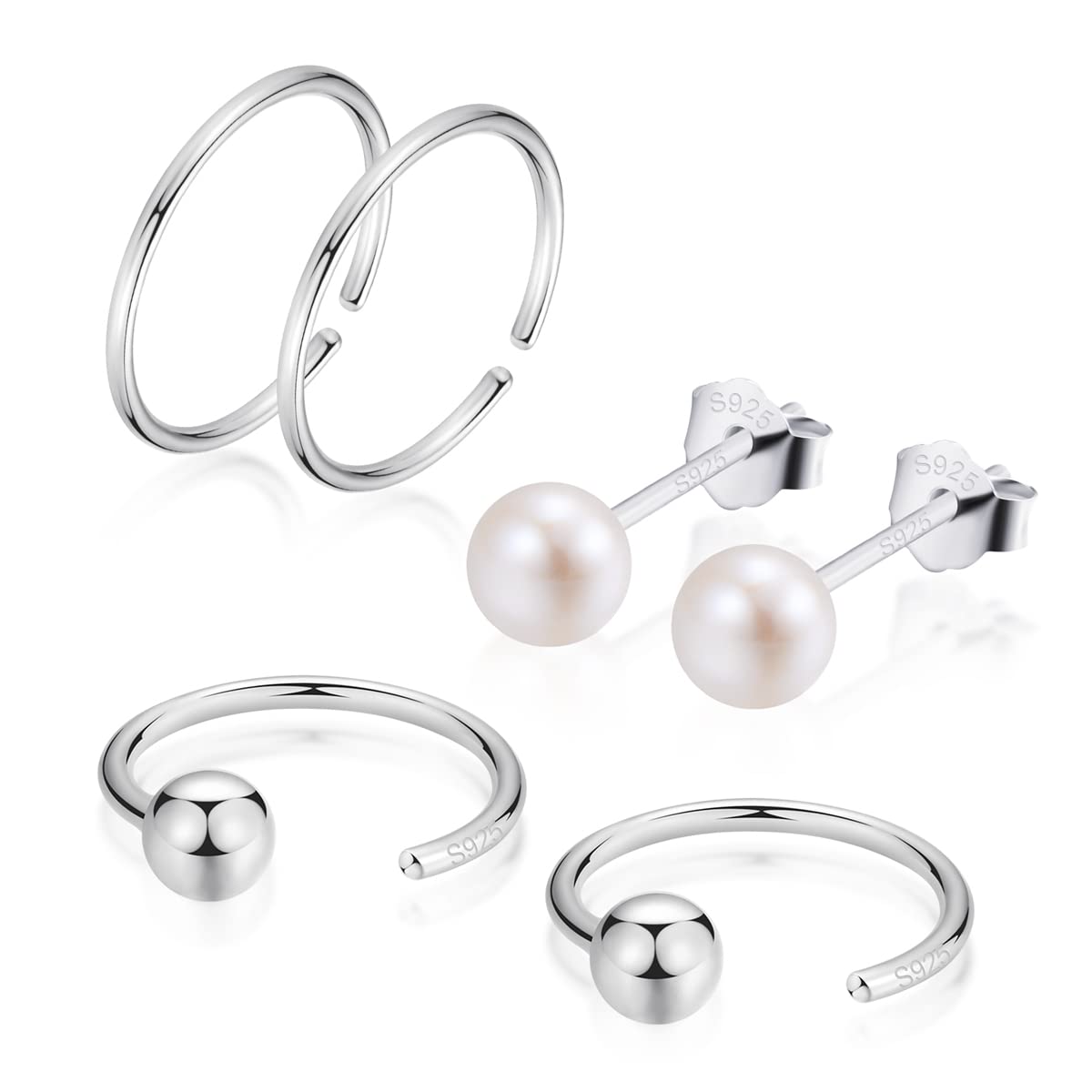 Sterling Silver Small Hoop Earrings for Women - Tiny Huggie Hoops, Half Hoops & Cartilage Piercing Earrings with Butterfly, Ball, Bar, Star, Heart, Dot & CZ Designs | Perfect for Everyday Wear, Gifts & Special Occasions