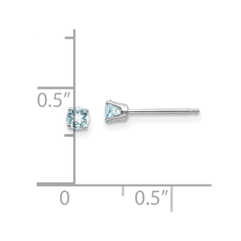 14K White Gold 3mm Aquamarine Stud Earrings for Women - Dainty Fine Jewelry Gift for Her - Perfect for Birthdays, Anniversaries & Special Occasions