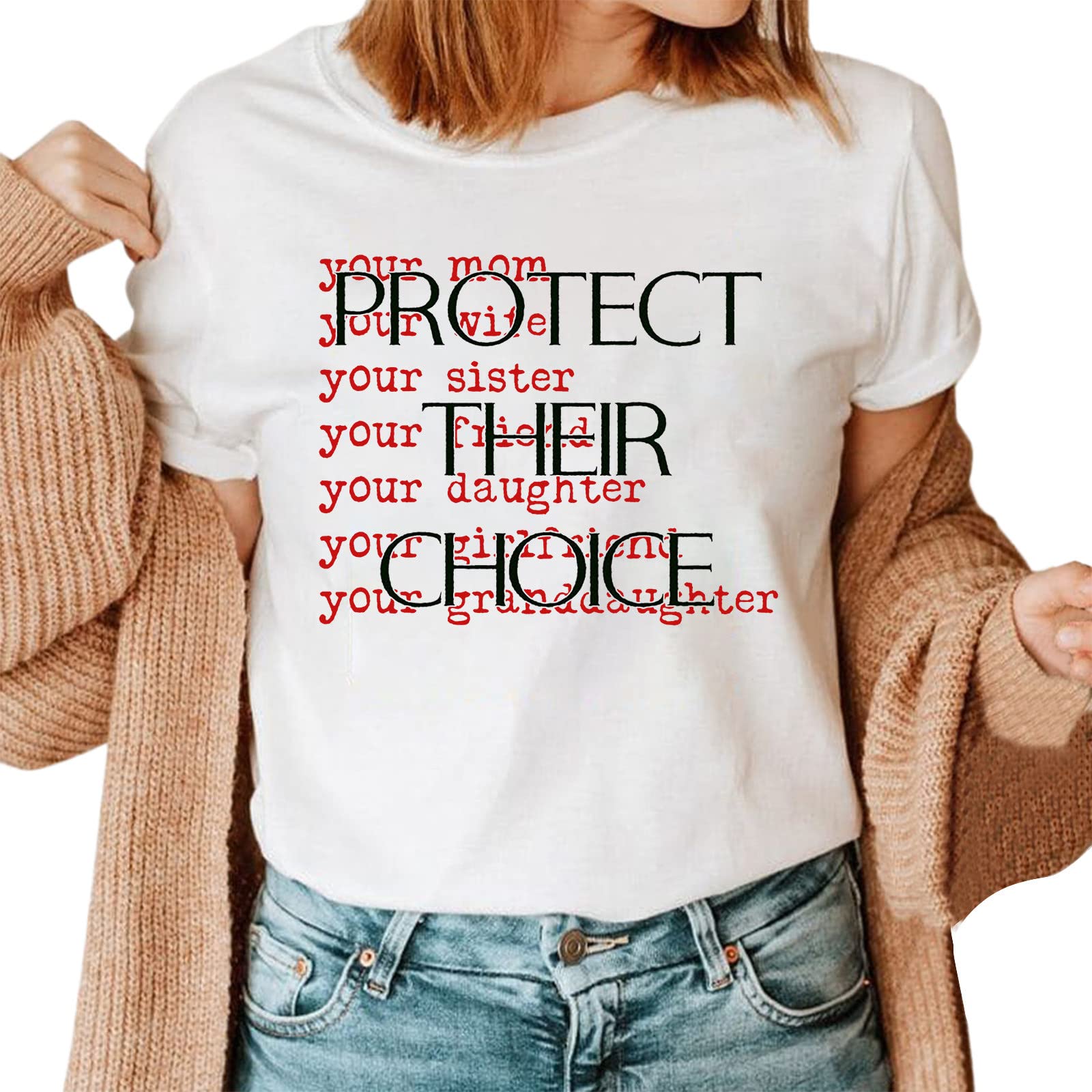 Women's Letter Print Short Sleeve Blouse - Round Neck Casual Tunic Top - Feminist Tee Shirt for Women's Rights (White, XL) - Perfect for Protests, Casual Wear & Everyday Empowerment