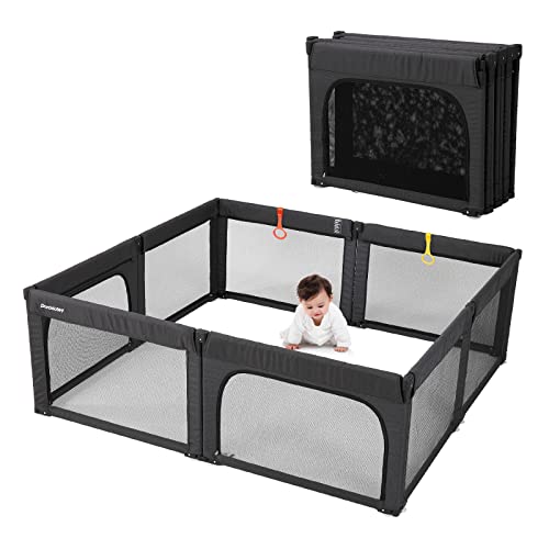 **Doradotey Adjustable Baby Playpen - Large Foldable Play Yard for Infants & Toddlers, Safety Play Center with Dark Black Design - Perfect for Indoor & Outdoor Playtime, Daycare, and Home Safety**