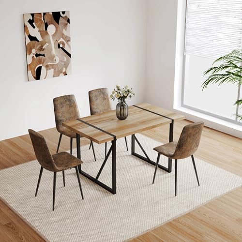 Light Wooden Table + Light Brown Chairs