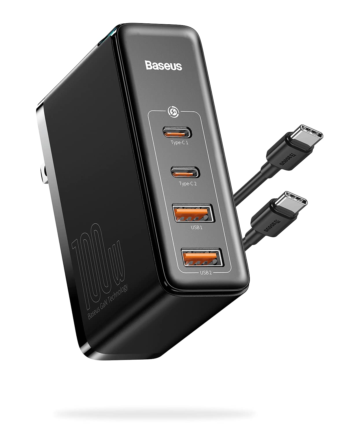 Baseus 100W GaN II USB C Fast Charger, 4-Port PD Wall Charger for iPhone 15/14/13 Pro, Samsung Galaxy, MacBook Pro/Air, iPad, Laptops, AirPods, Steam Deck - Compact Power Station for Home, Office & Travel (Black)