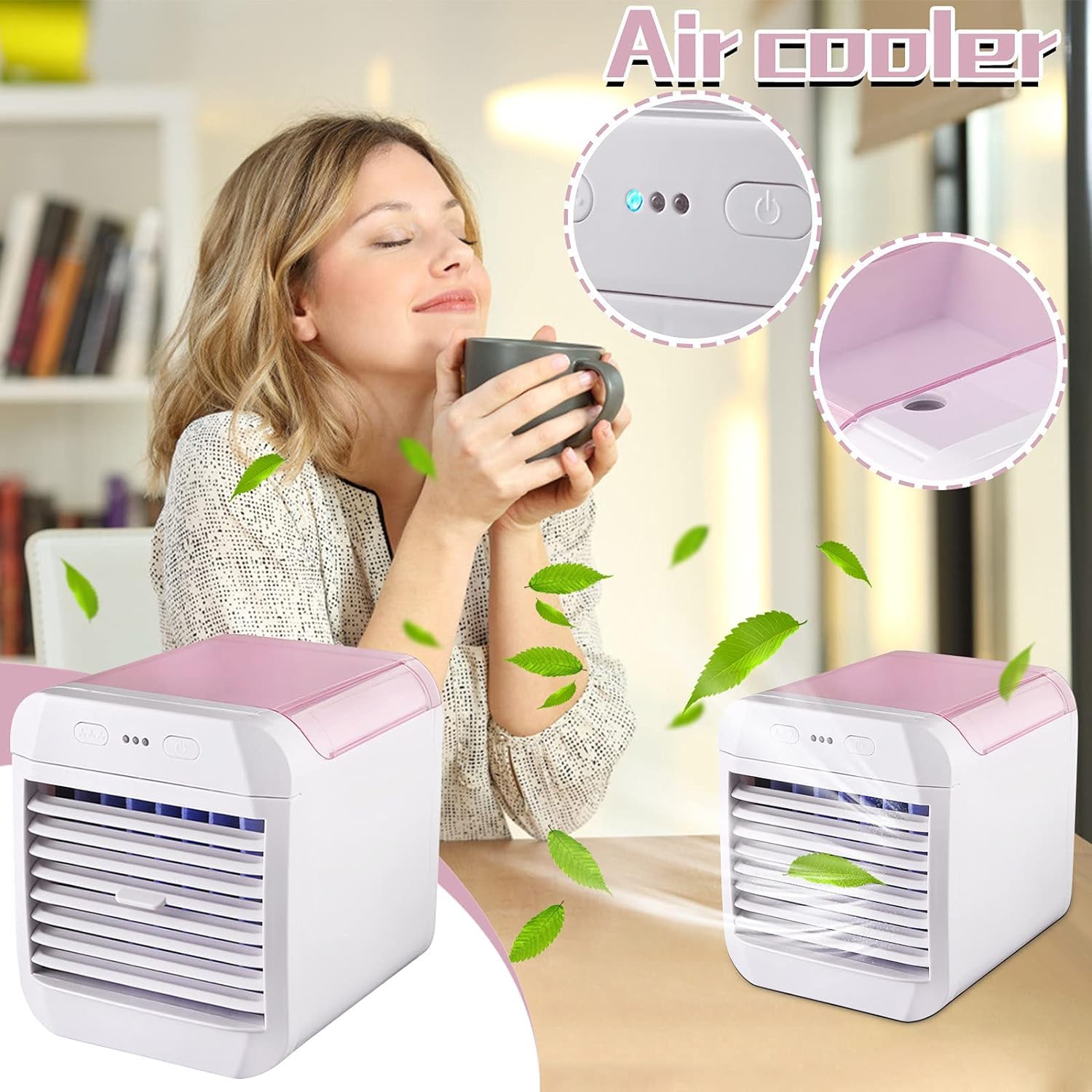 Portable Air Conditioner Fan with USB Power, Mini Air Cooler & Humidifier, Ultra Quiet Personal Cooling Fan for Home, Office, Travel, and Outdoor Use