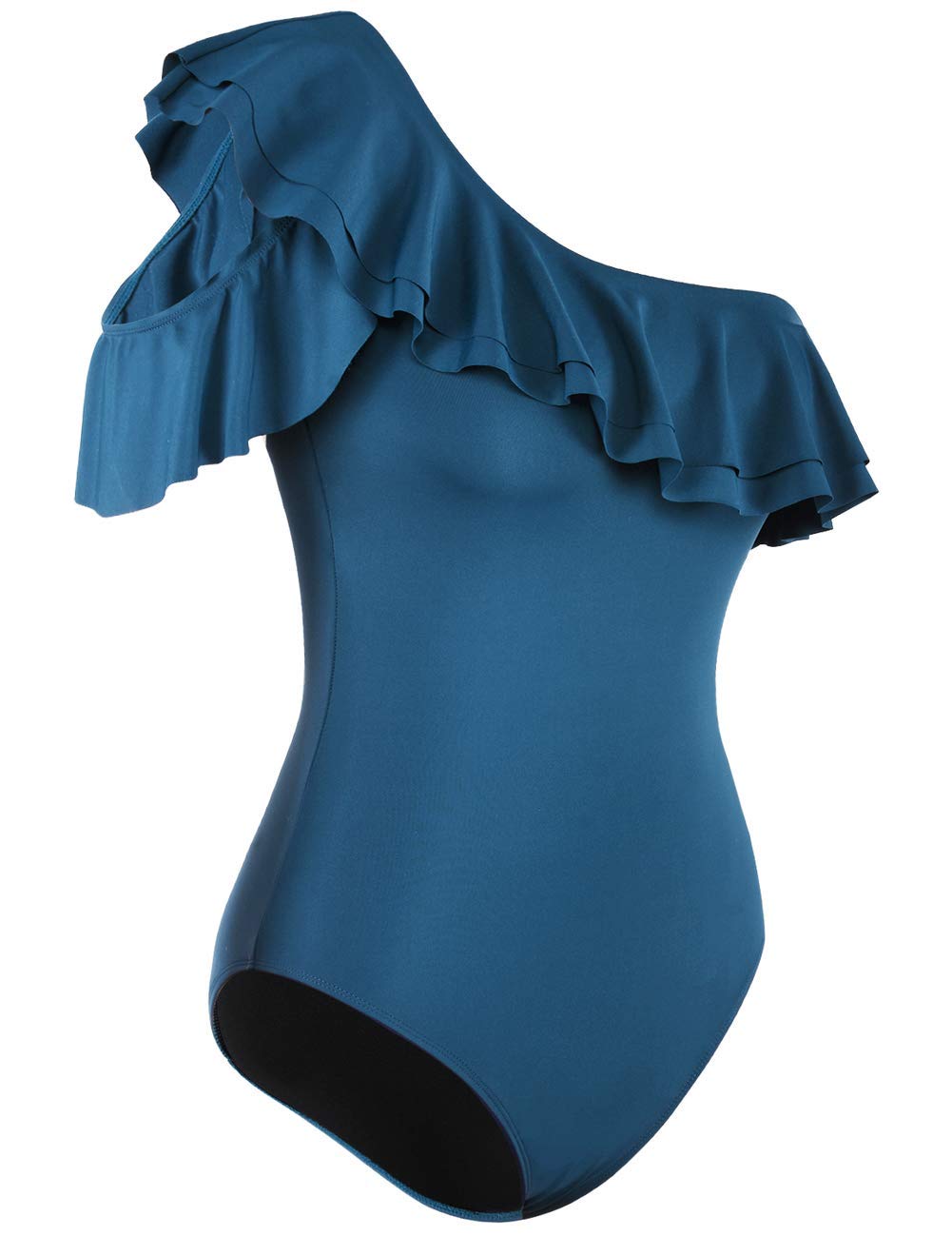 Hilor Women's One Shoulder Asymmetric One Piece Swimsuit - Ruffled Bathing Suit for Beach, Pool & Vacation | Sexy Monokini for Summer Swimwear