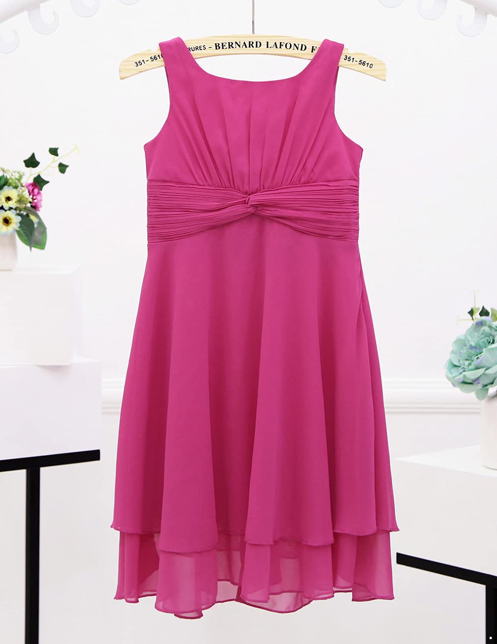 Girls Sleeveless Chiffon Flower Dress for Wedding & Party