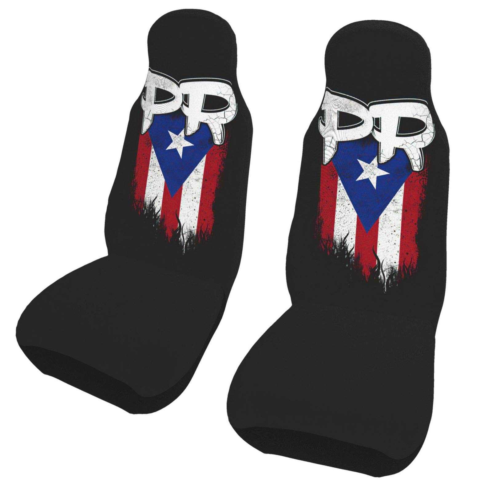 NYIVBE Puerto Rico PR Flag Car Seat Covers - Universal Non-Slip, Breathable & Stain Resistant Seat Protectors for Cars (2-Piece Set) | Perfect for Road Trips, Daily Commutes & Protecting Your Vehicle Interior