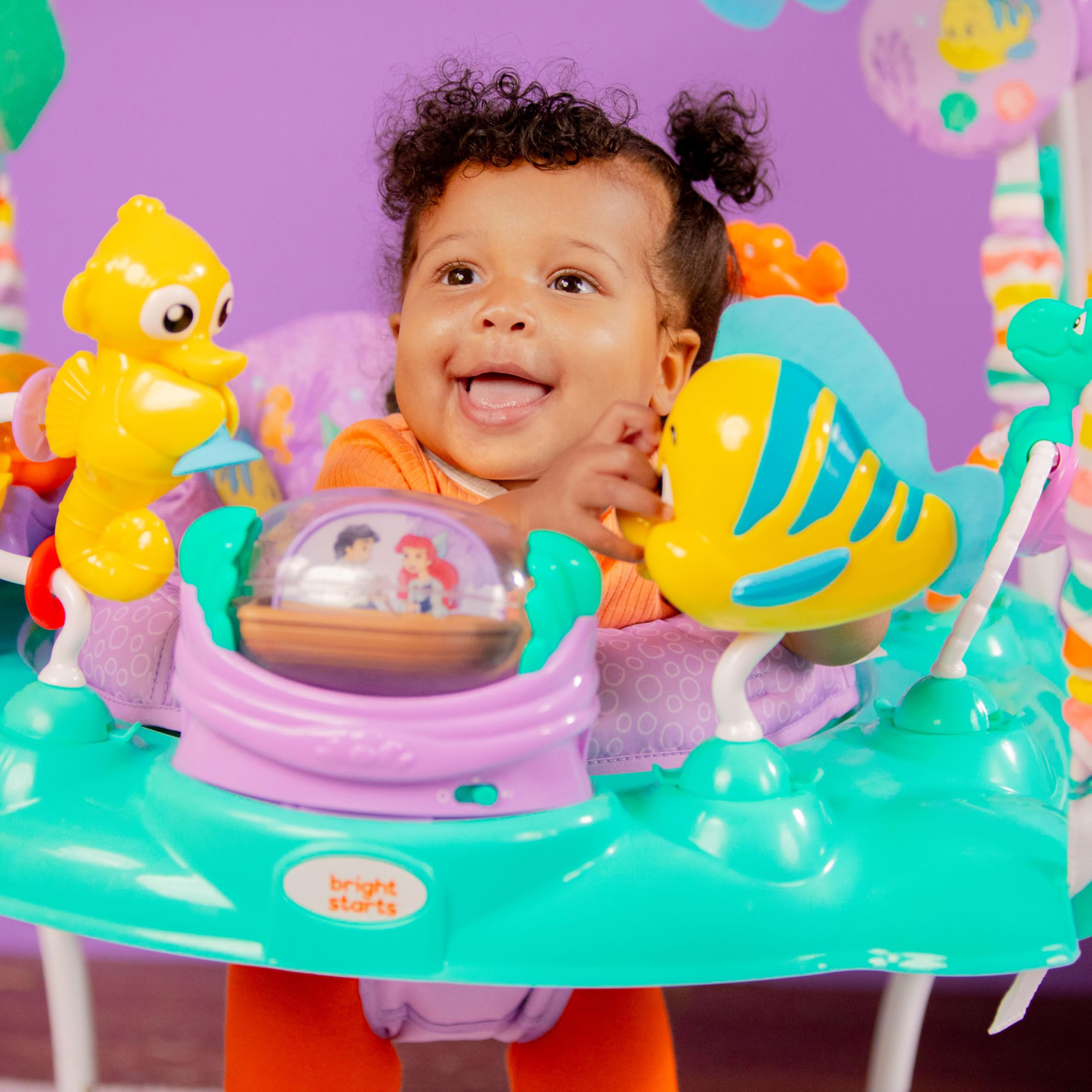 Bright Starts Disney The Little Mermaid Sea of Activities Baby Activity Jumper - Interactive Toys with Lights & Music Featuring Princess Ariel, for Infants 6-12 Months (Blue) | Perfect for Playtime, Early Development & Disney-Themed Nursery Decor