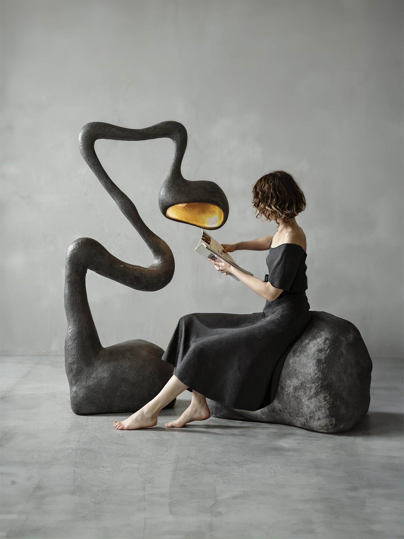 Handcrafted Myrrh Resin Sculpture Floor Lamp - Modern Boho Decor for Living Room, Bedroom & Office - Warm Ambient Lighting for Relaxation & Meditation