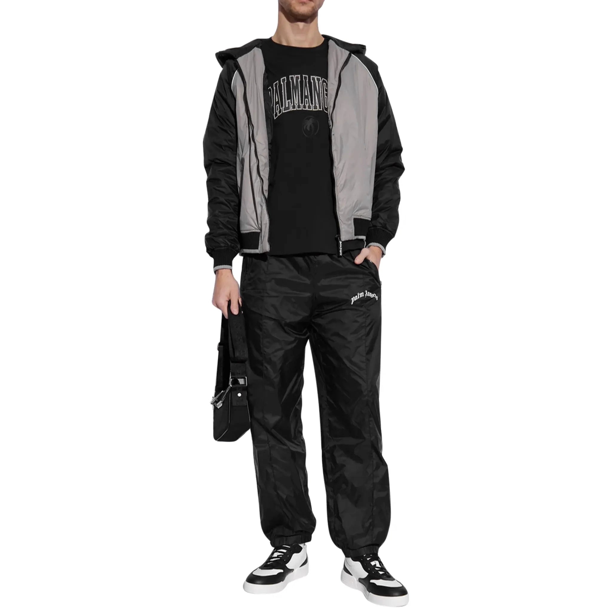 Palm Angels Nylon Black White Track Pants - Vintage Preowned Men's Joggers for Streetwear & Casual Outfits | Perfect for Gym, Lounge & Urban Fashion