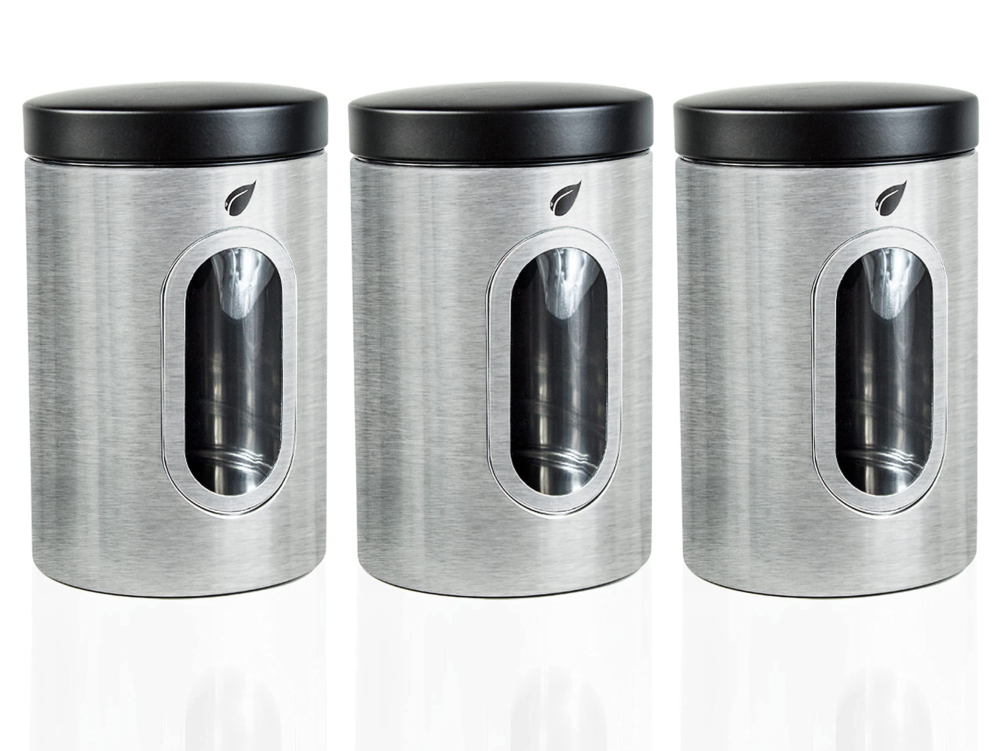 Premium Stainless Steel Kitchen Canisters Set of 3 - Airtight Food Storage Containers for Flour, Sugar & Coffee | Modern Home Decor & Wedding Gift Idea | Durable & Rust-Proof for Pantry Organization