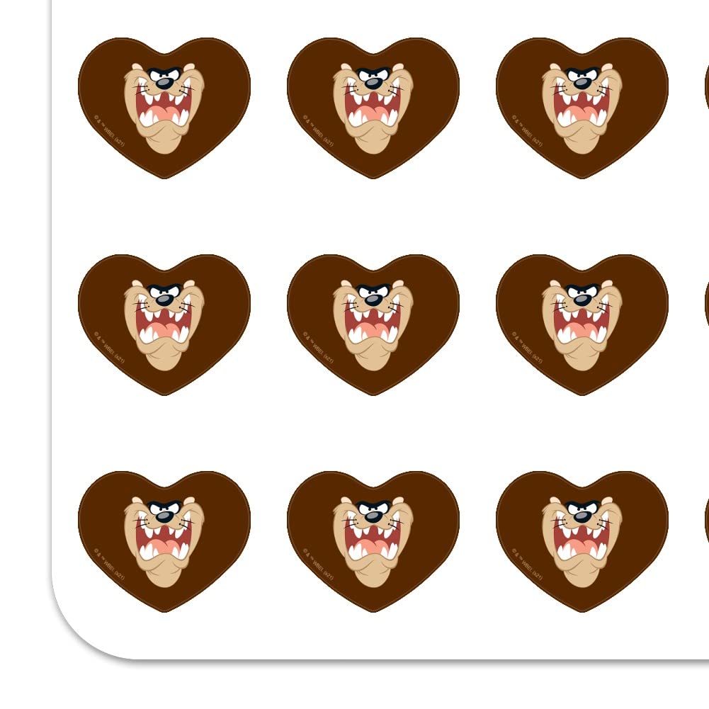 Looney Tunes Taz Face Heart Shaped Planner Stickers - Cute Cartoon Scrapbook Decals for Bullet Journals, Calendars & DIY Crafts - Perfect for School, Office & Gift Giving