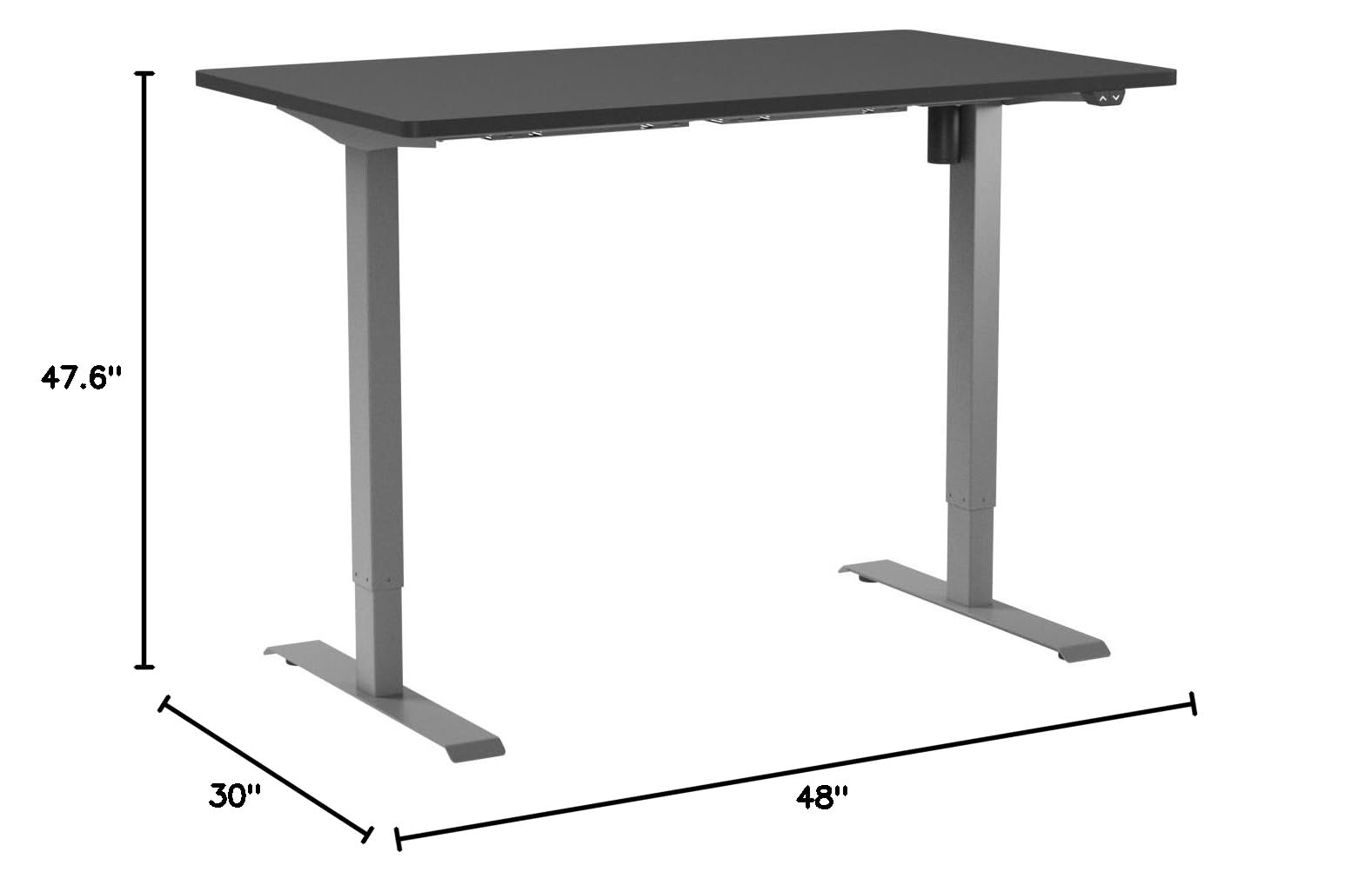 FLEXISPOT EN1 Electric Height Adjustable Standing Desk - 48 x 30 Inches, Silver Frame with Black Desktop | Ergonomic Home Office Workstation for Remote Work & Gaming Setup