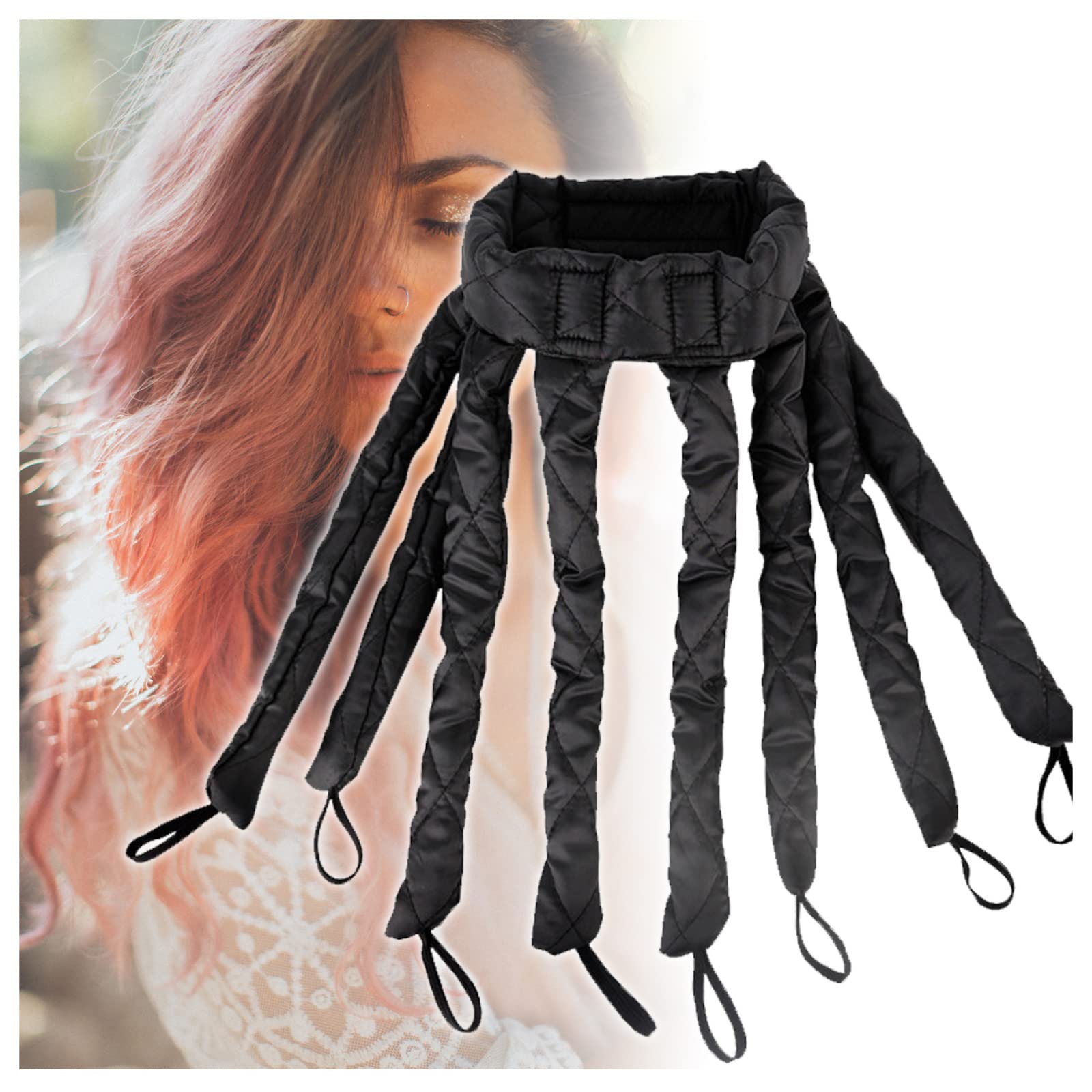 GOOFFY Heatless Hair Curlers for Long Hair - Soft No Heat Overnight Curling Headband (Black) - Perfect for Natural Waves & Overnight Styling at Home or Travel