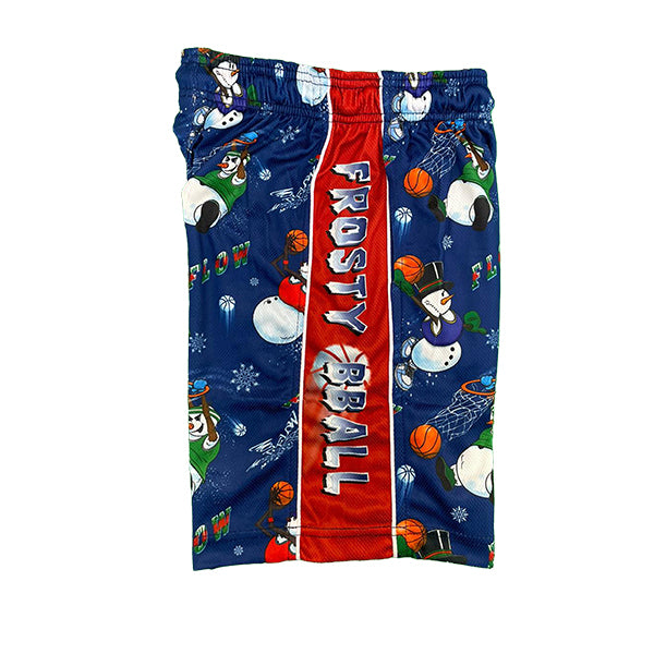 Boys Snowman Frosty Basketball Shorts - Cute Holiday Themed Athletic Shorts for Kids - Perfect for Christmas, Winter Sports & Casual Wear
